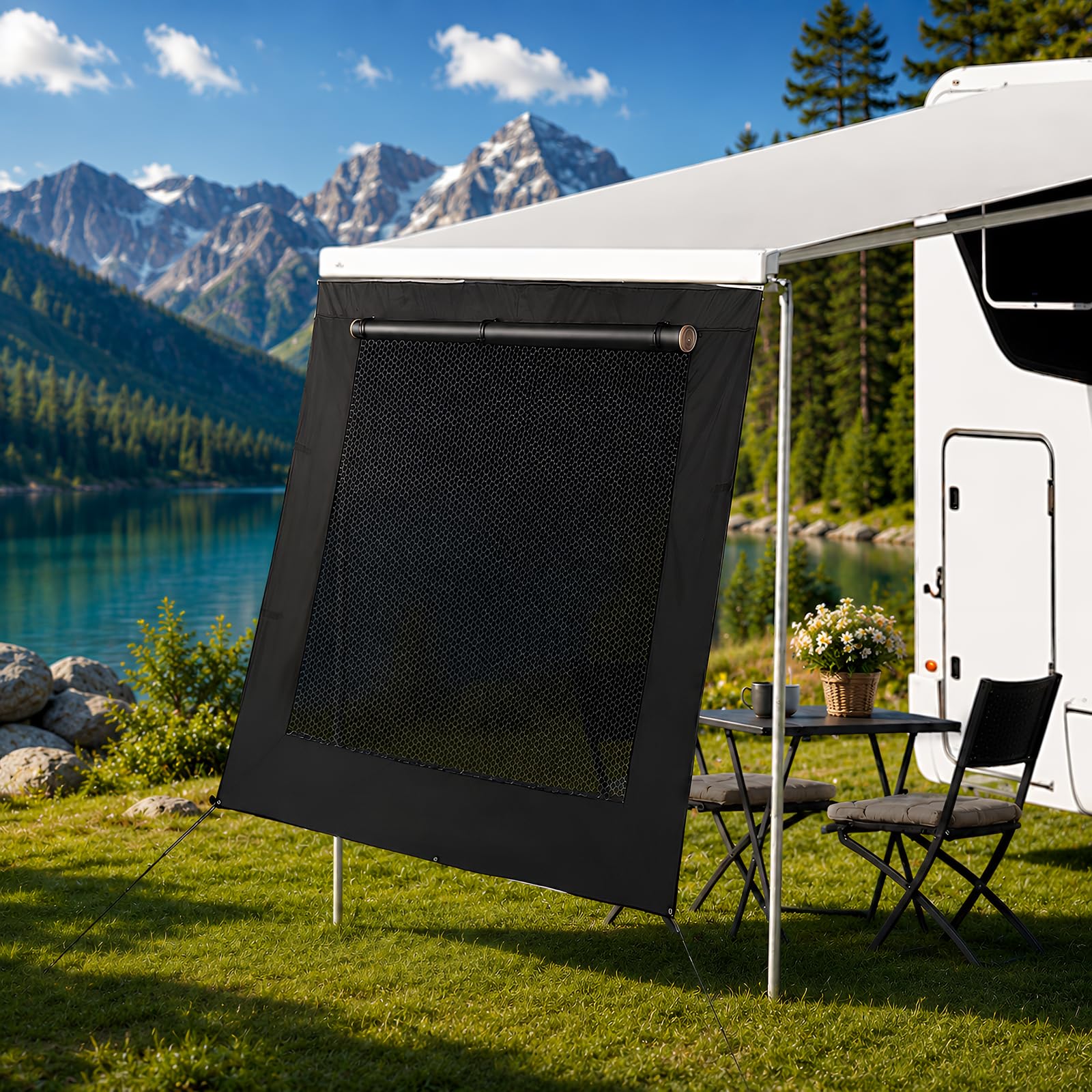 Sonnenschutz Markise 2,4x2m für 16FT Wohnmobil, UV 95%, Rollvorhang