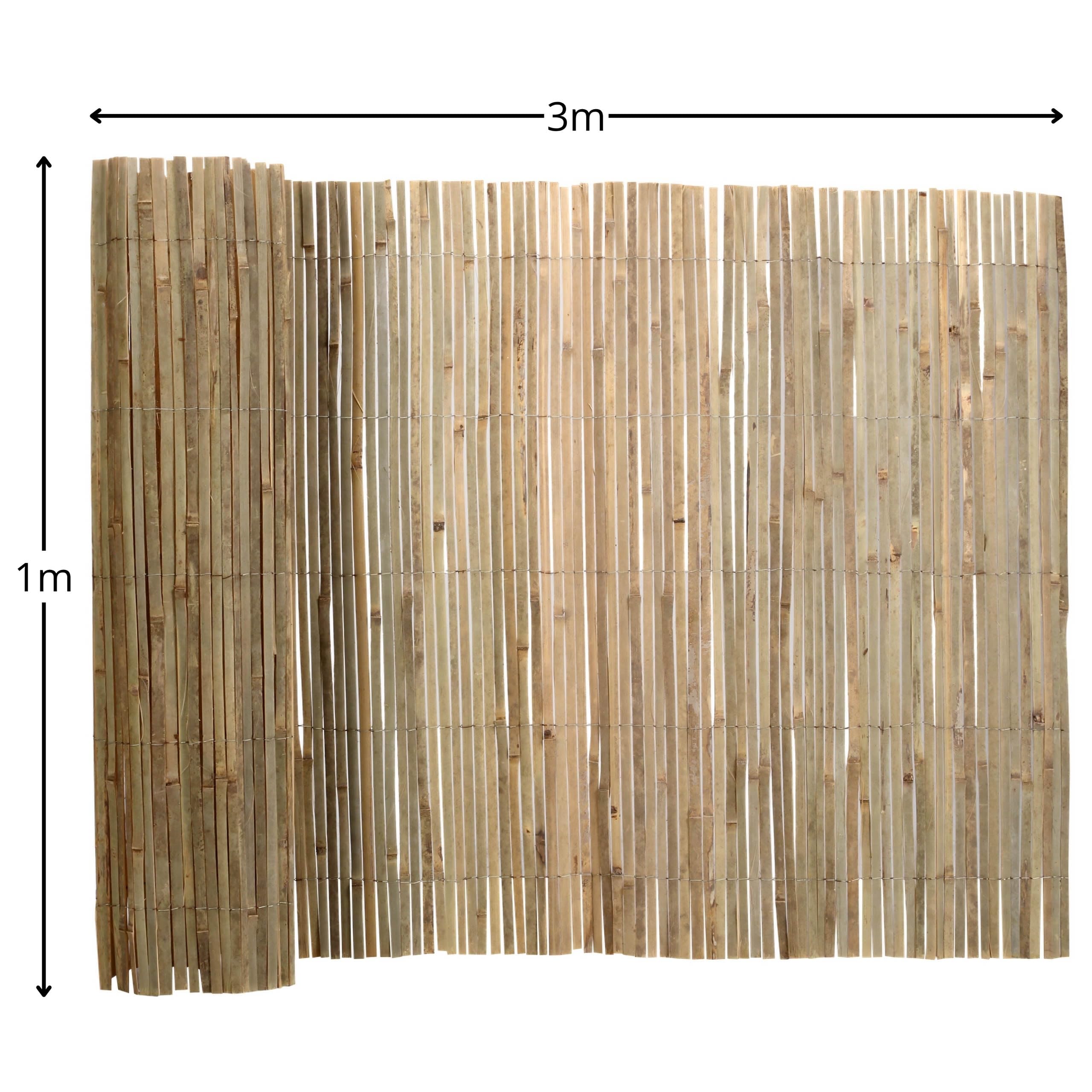 MASKUJĄCA mata bambusowa na płot, OSŁONA balkonowa, ogrodzeniowa, NATURALNA 100x300 cm (A)