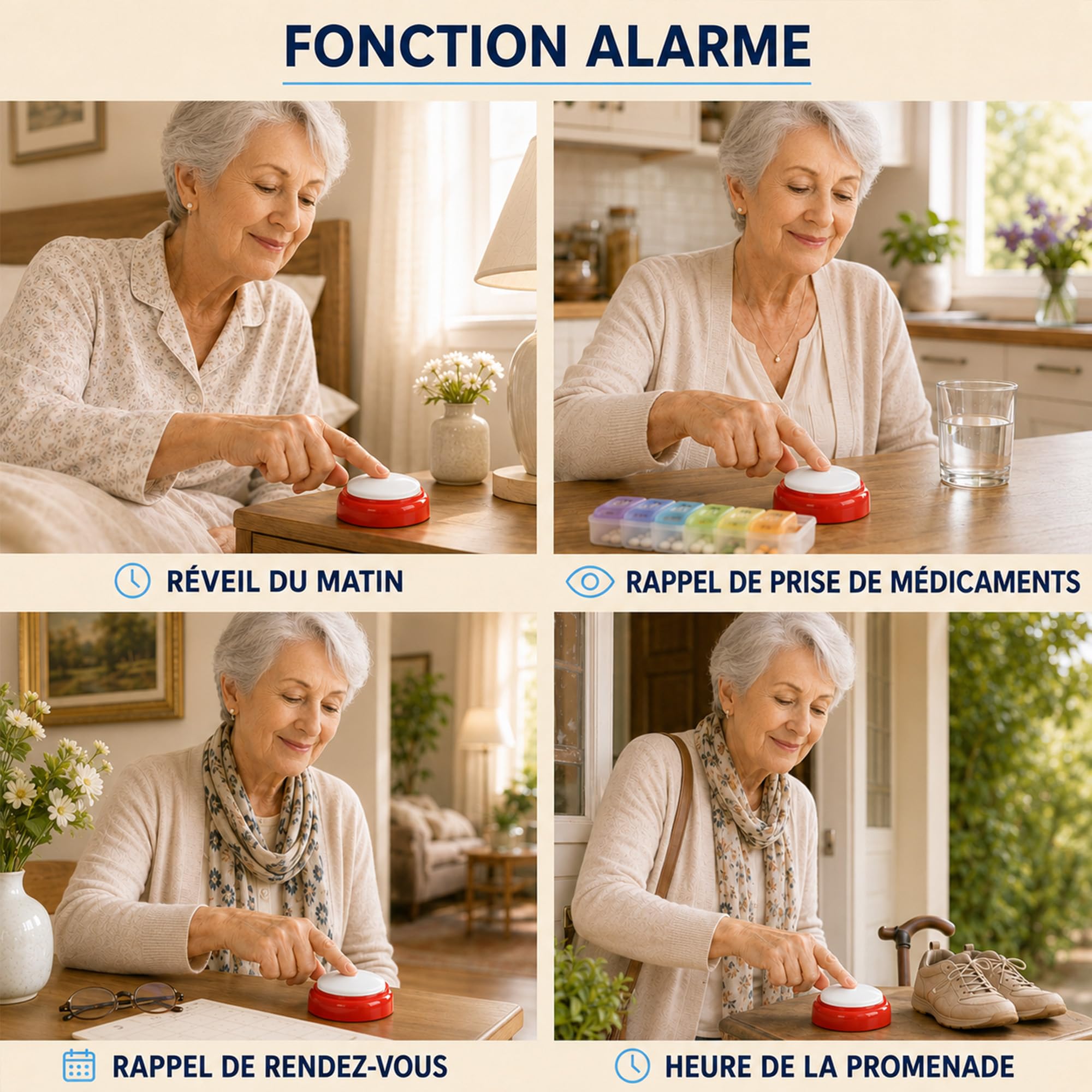 Horloge Parlante à Boutons Voix Française Claire, Réveil,12/24H | Voix Française Claire et Facile à Comprendre, Avec Réveil Sonore - Idéale pour Malvoyants, Aveugles et Personnes Agées