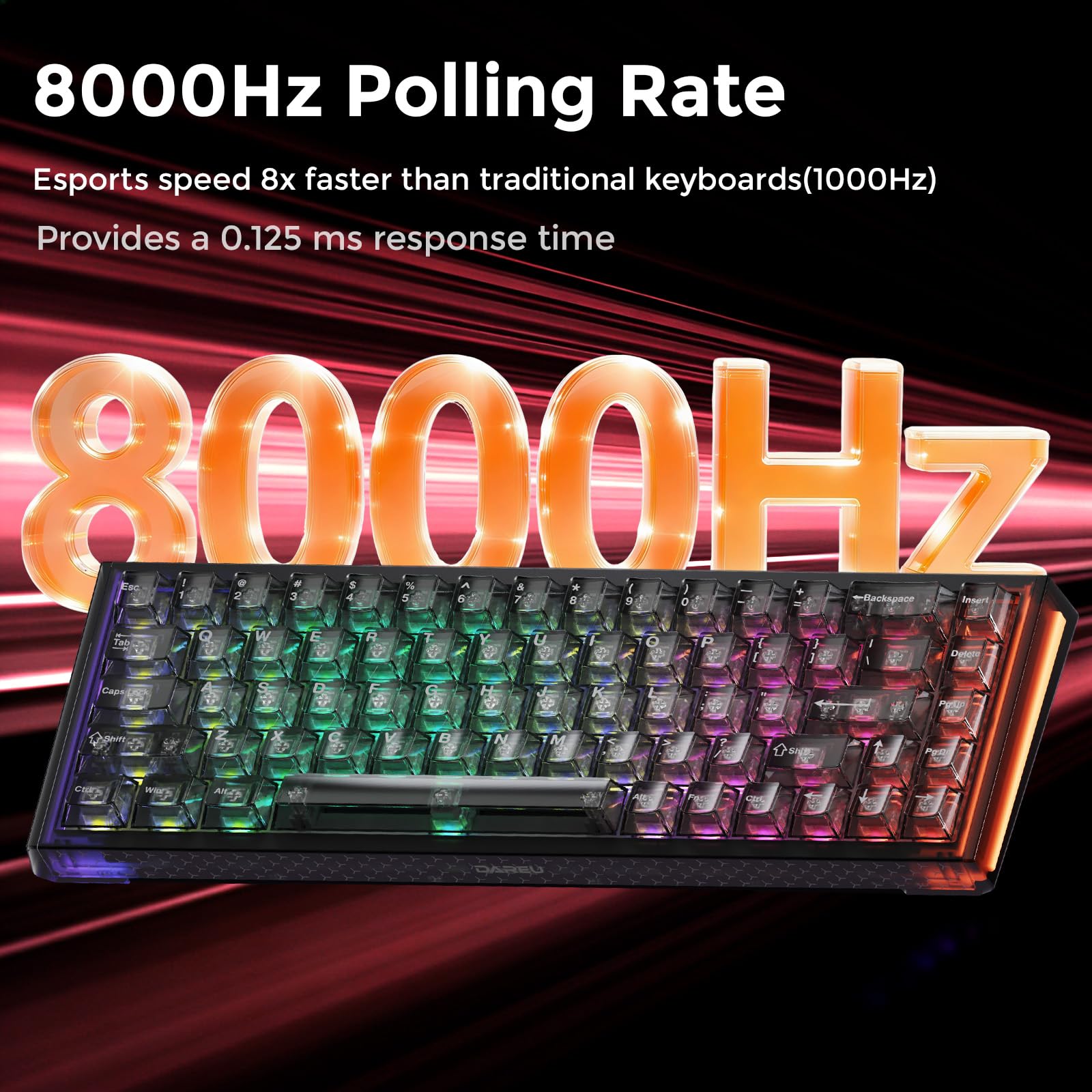 DAREU COOL68 Teclado Gaming con Disparador rápido de 8000 Hz, precisión RT de 0,01 mm, Teclado mecánico magnético con Cable al 65% con interruptores de Efecto Hall, 20 Modos RGB, para PC/Mac