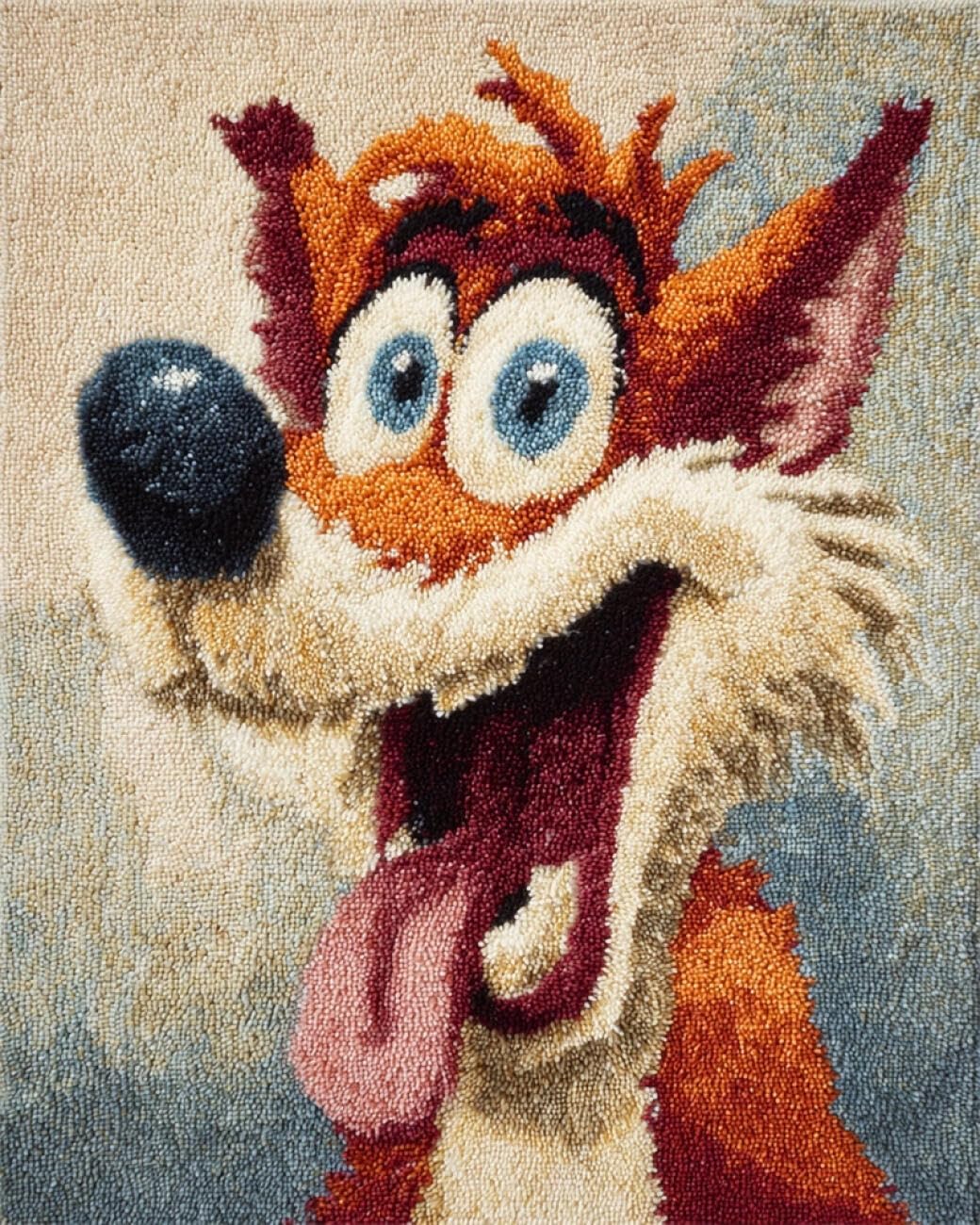 AMBATTERY Latch Hook Rug Kit Fantasy Fox 85x115cm
