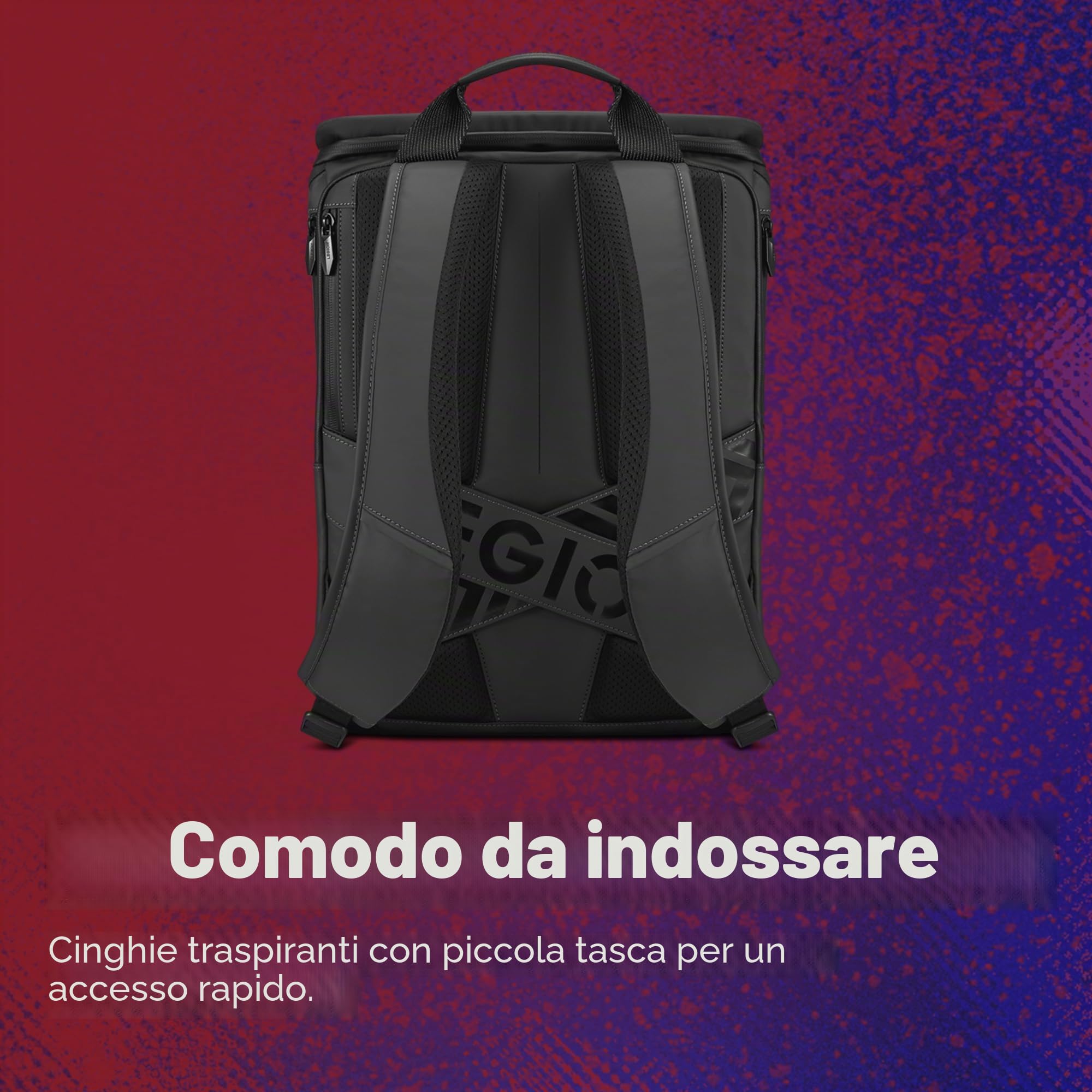 Lenovo Zaino Legion GB900 (fino a 16", progettato per gaming, schermato, PU, impermeabile, angoli antiurto EUDE-Foam, scomparto per tablet, capacità 20 litri) colore nero