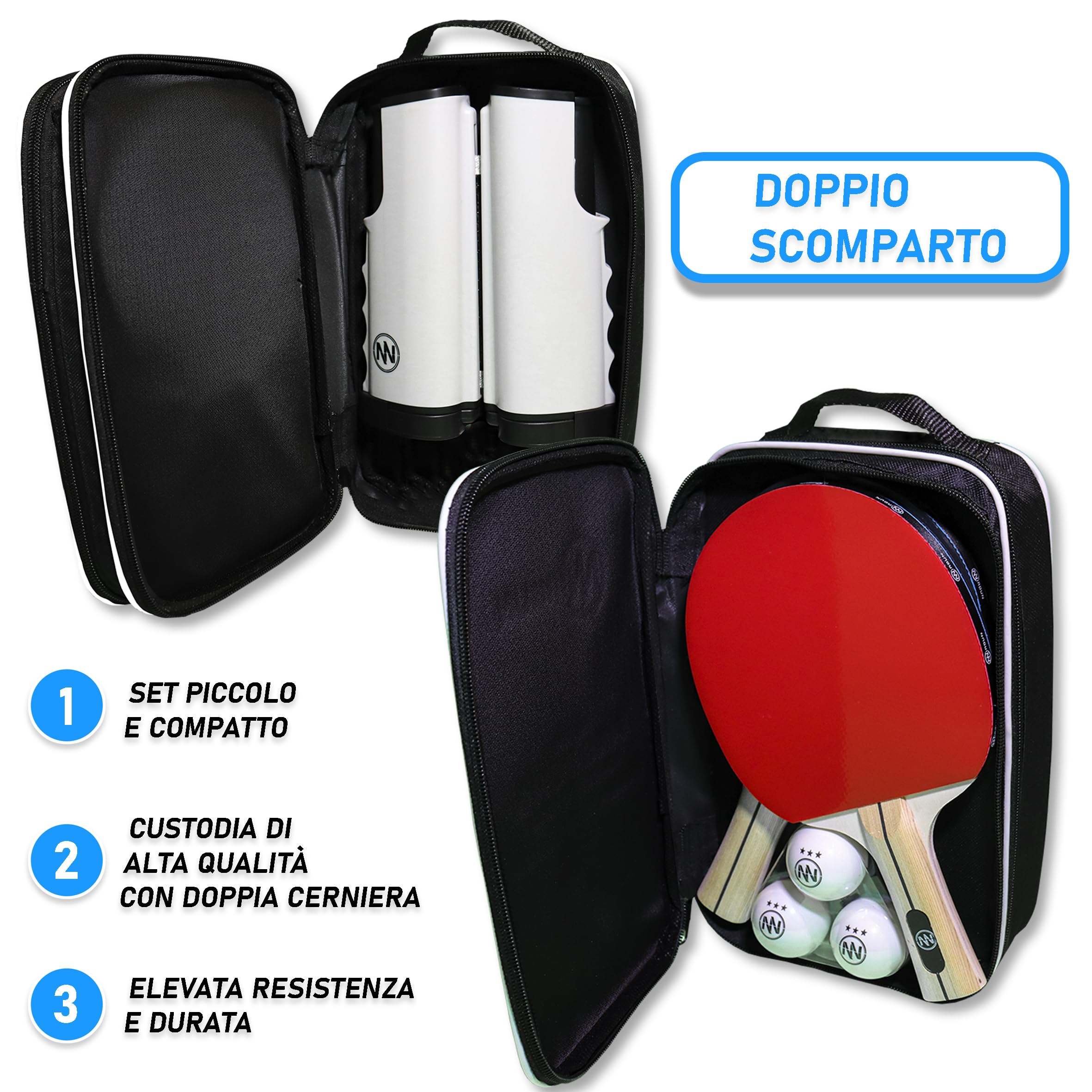 Set Ping Pong con Rete Estensibile - Pale Ping Pong Professionale - Palline Pong 3 Stelle - Rete Ping Pong Regolabile Tavolo - Ping Pong Set Portatile
