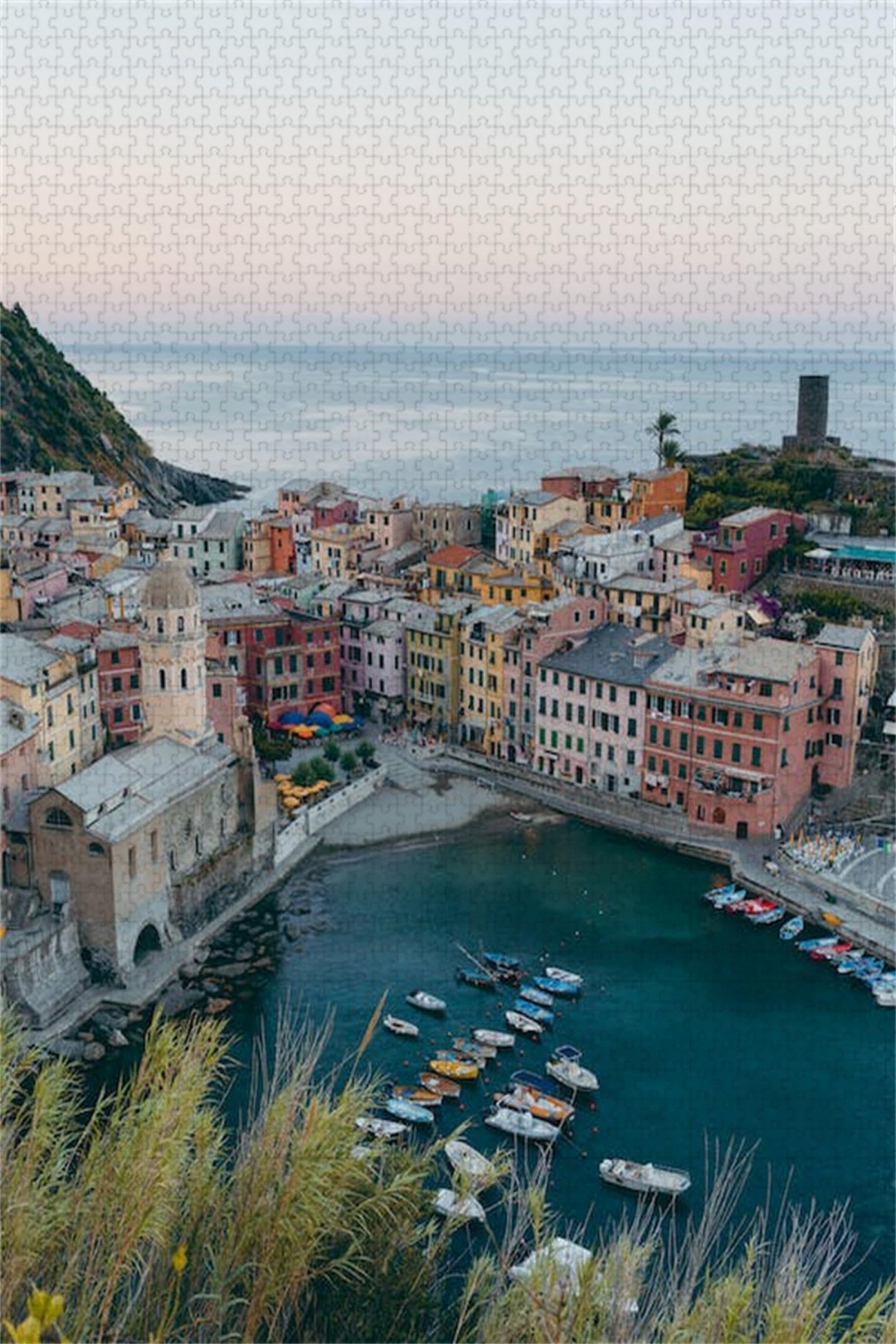 Barche sulla Baia delle Cinque Terre - Puzzle in Legno da 3000 Pezzi - A Forma di per Adulti, Famiglia