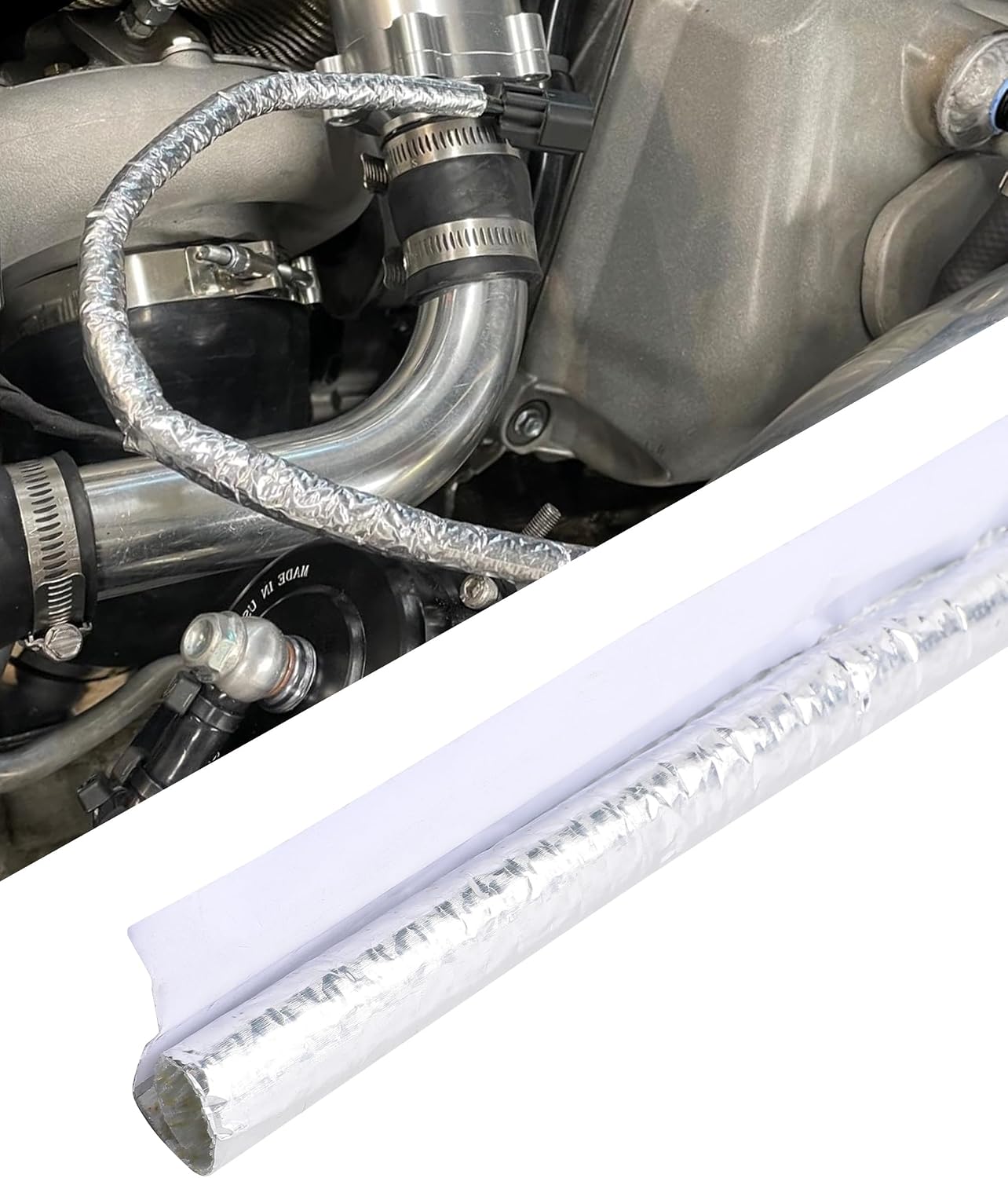 Heat Shield Wrap,Automotive Replacement,Self Closed Aluminized Sleeve Heat Shield Protection Side Entry High Temp for Hoses,Wire Harnesses,Suitable for Automotive (19mm - 3/4" Dia - 39" Long)