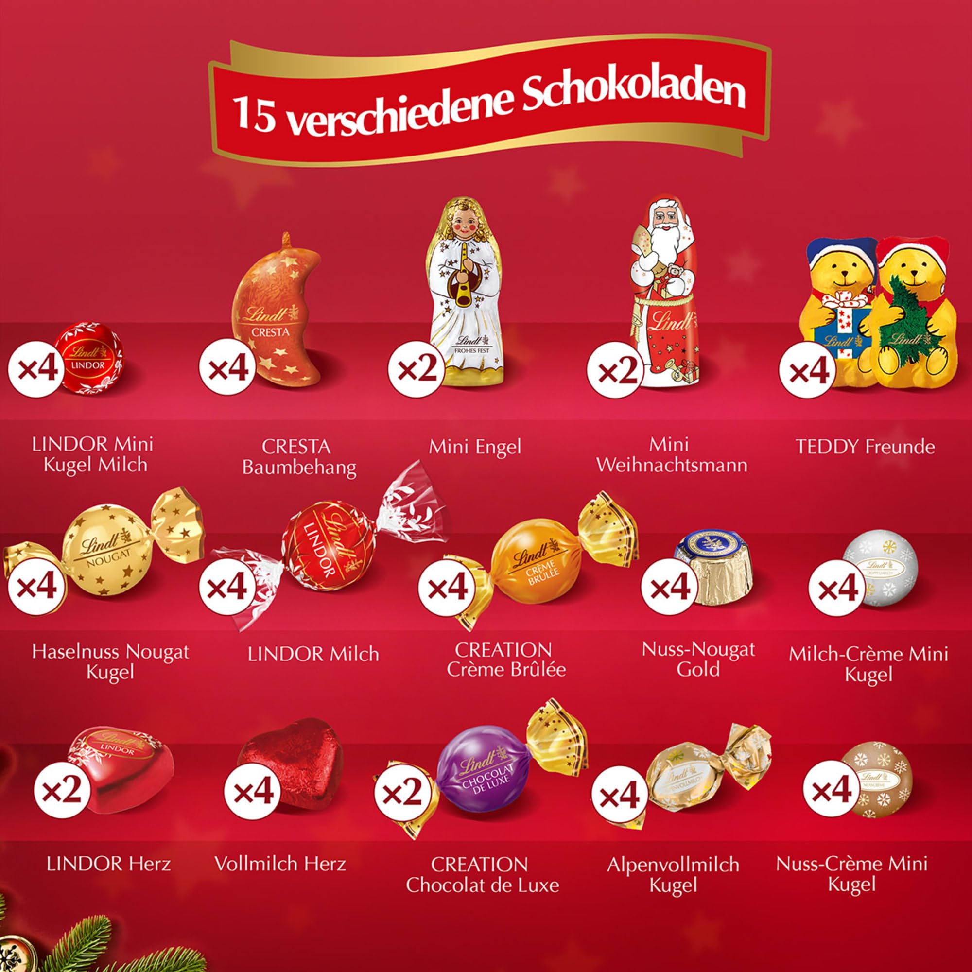 Lindt Pärchen Adventskalender 2025 505g Weihnachtliche Schokolade
