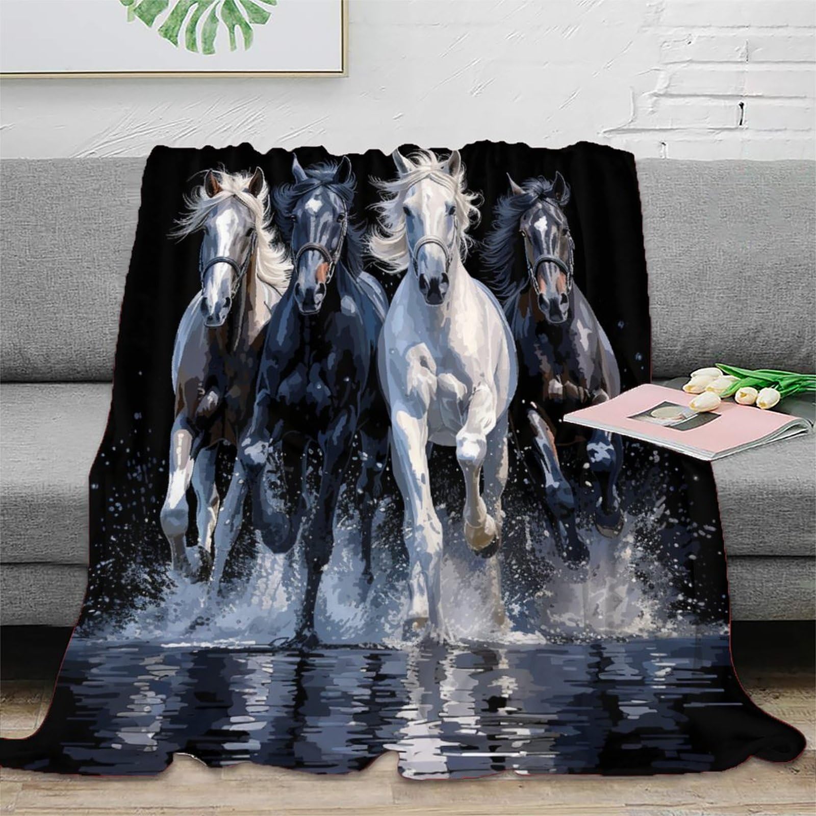 NRAOPEVVD 3D Printed Horse Blankets Ultra-soft Super Soft Cozy Fuzzy Warm Throws with Anti-wrinkle/anti-tarnishing Lightweight for Sofa Bed Decor Bedroom Decor 60x80inch(150x200cm)