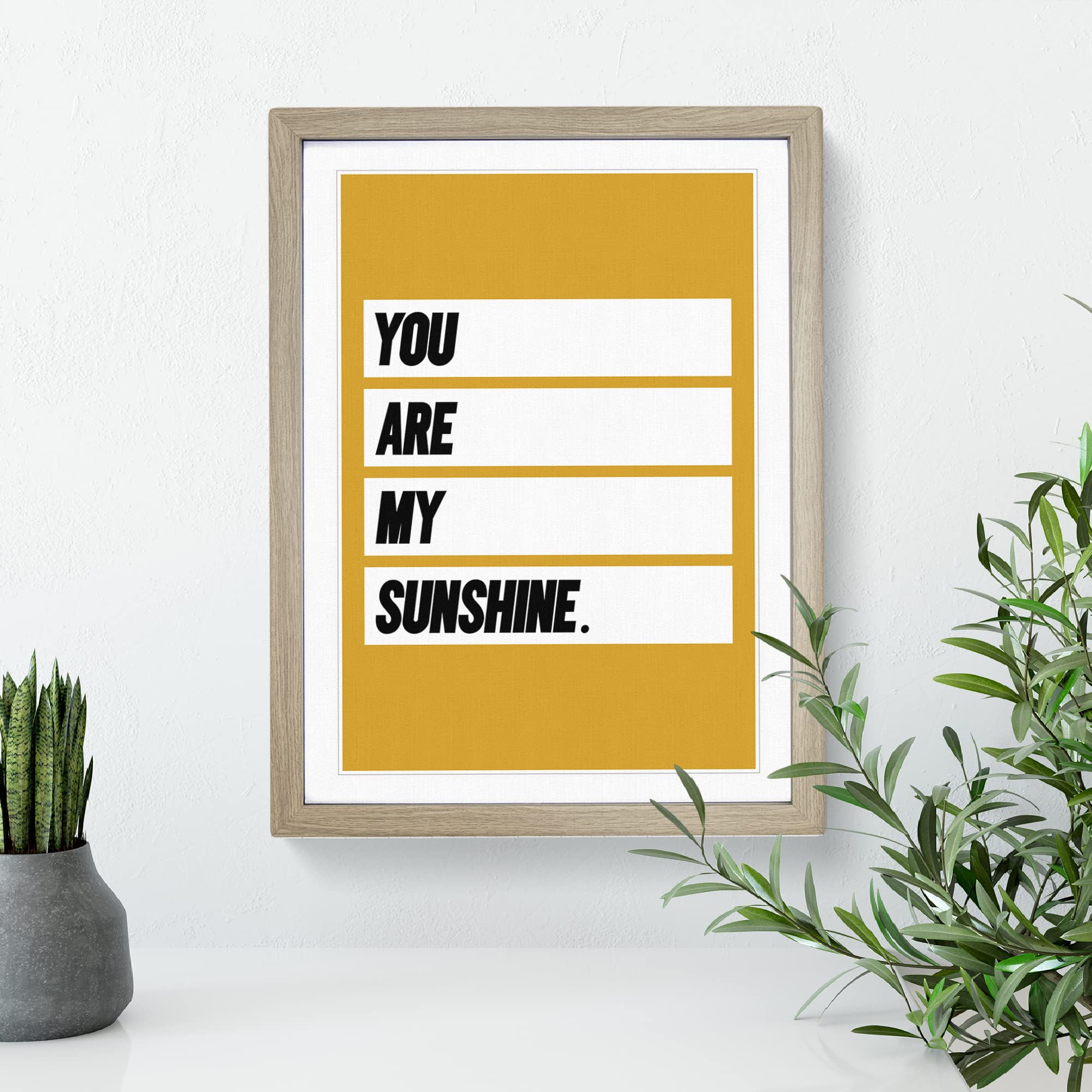 You Are My Sunshine Typography Yellow Framed Wall Art Print, Ready to Hang Picture for Living Room Bedroom Home Office Décor - Image 3