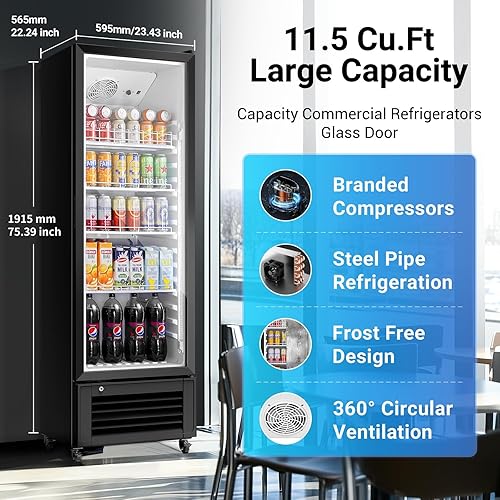 Miniatura 7 de Refrigeradores comerciales para mercancía BODEGA COOLER de 11.5 pies cúbicos, con estantes ajustables y descongelamiento automático, refrigerador