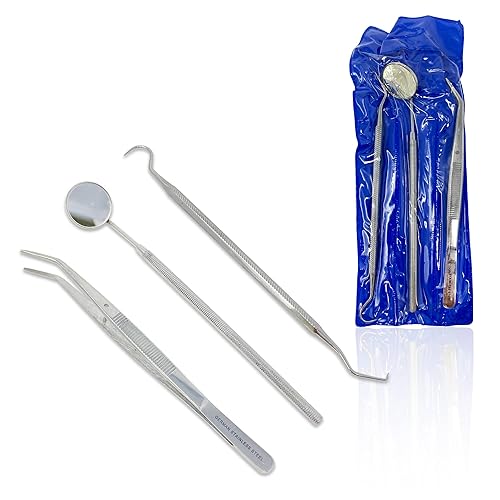 Cynamed - Kit de cuidado bucal de púas dentales, juego de kit de higiene dental de acero inoxidable, raspador de dientes, sarro, raspador dental,