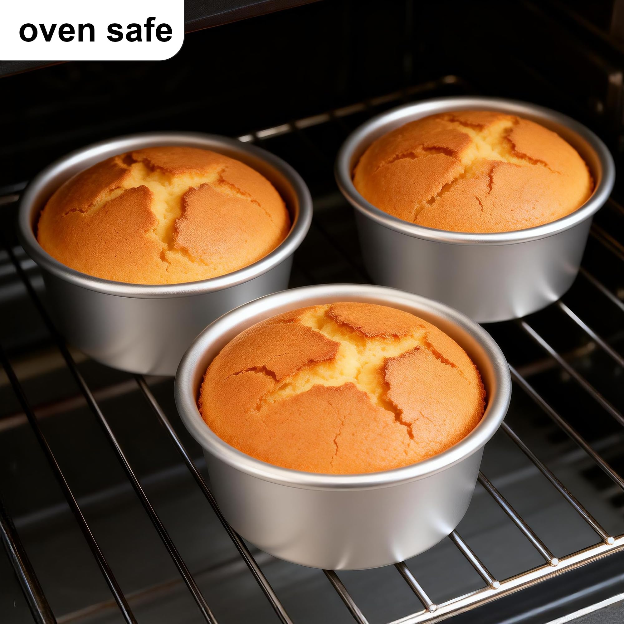 AWTBDP Molde para tartas de 4 pulgadas, juego de 8, moldes redondos de aluminio anodizado con 100 latas de papel pergamino para hornear tartas de queso, pizza, quiche, no tóxico, a prueba de fugas,