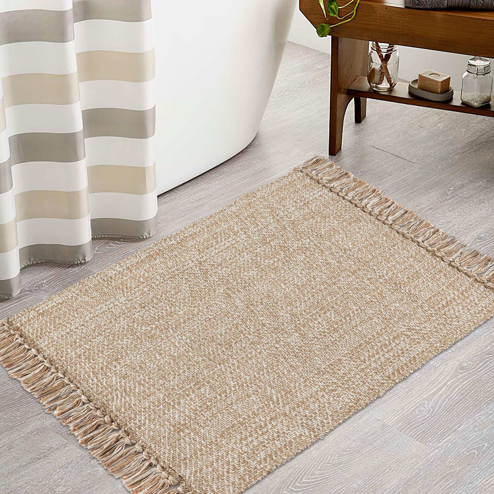 Piccolo tappeto da bagno reversibile, 5 x 0,9 m, lavabile, in cotone, per camera da letto, cucina, lavanderia, soggiorno