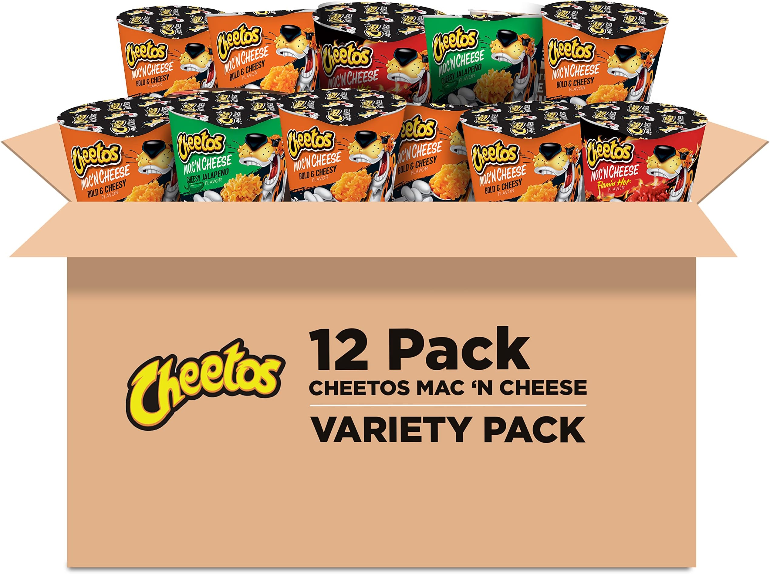 Cheetos Mac 'N Cheese, 3 Flavor Variety Pack, (12 Cups)