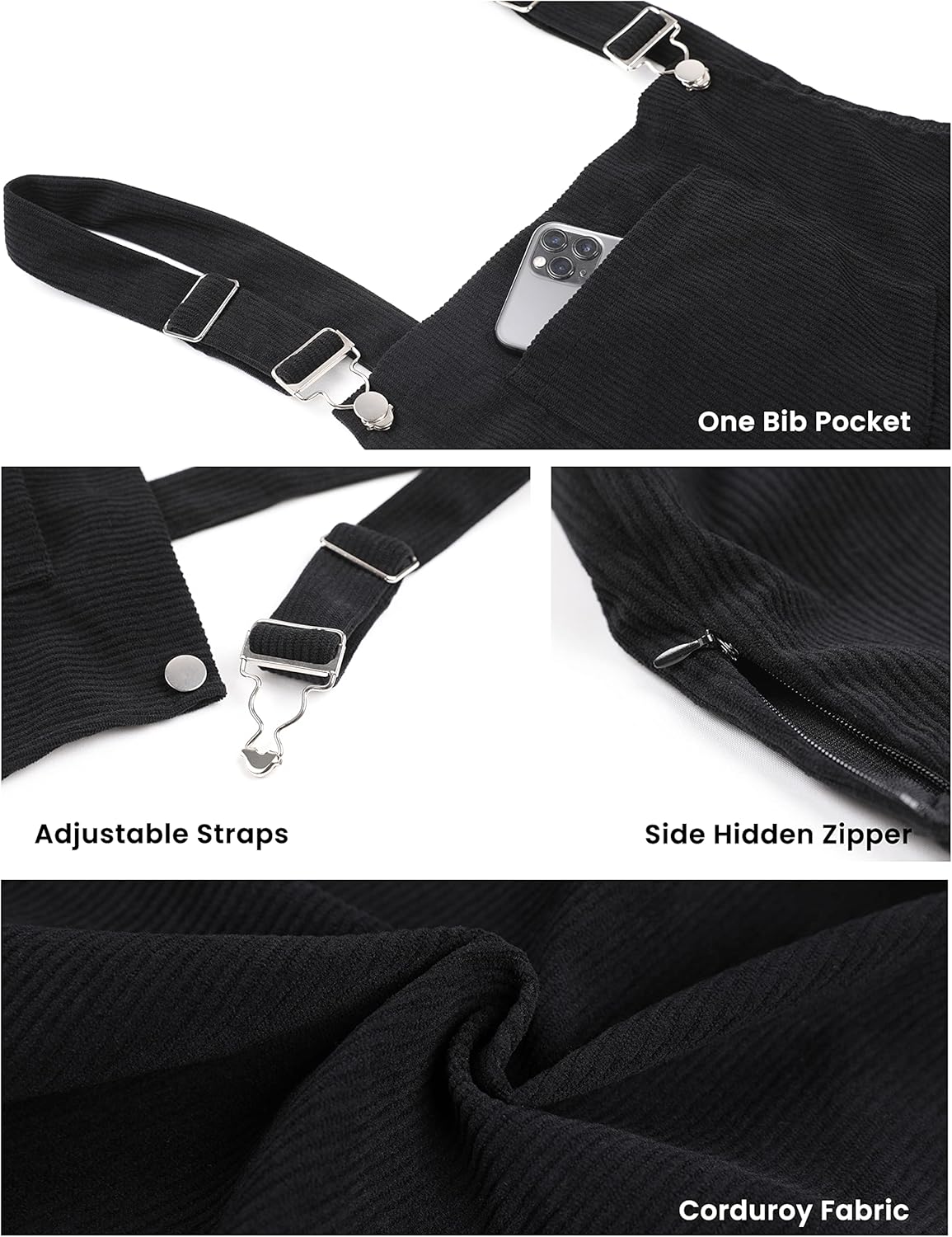 Tanming Women's Corduroy A Line Cute Jumper Pinafore Bib Overall Mini Dress Skirt - Image 3