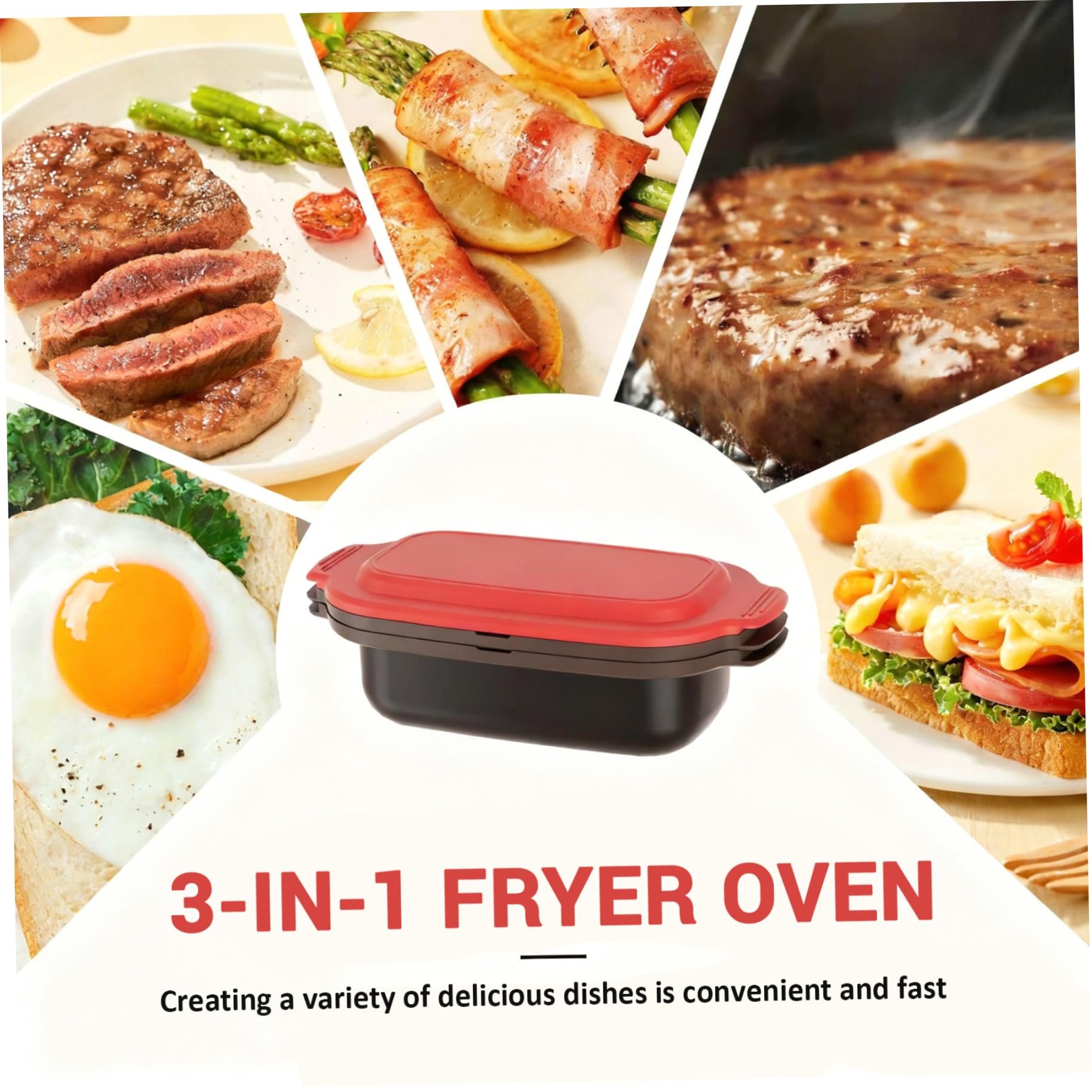 Cuociuova per microonde e padella grill per microonde con coperchio Pentole antiaderenti per grigliare, rosolare e friggere verdure, panini carne