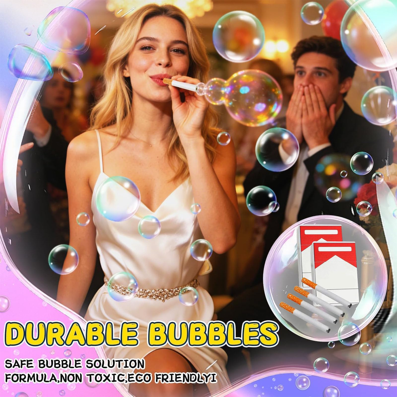 Seifenblasen Zigaretten 2er Set, Bubble Puff Zigaretten zum Blowing Bubbles, Zigaretten Seifenblasen als Spaßartikel für Party, Festival und Geschenk - 5