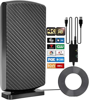 500 Miles Range Digital TV Antenna 2023 Updated, Indoor Outdoor Smart HD Antenna for Smart TV, Smart Switch Amplifier Signal Booster with 16.4FT Coaxial Cable, Support 4K 1080p VHF UHF Local Channels