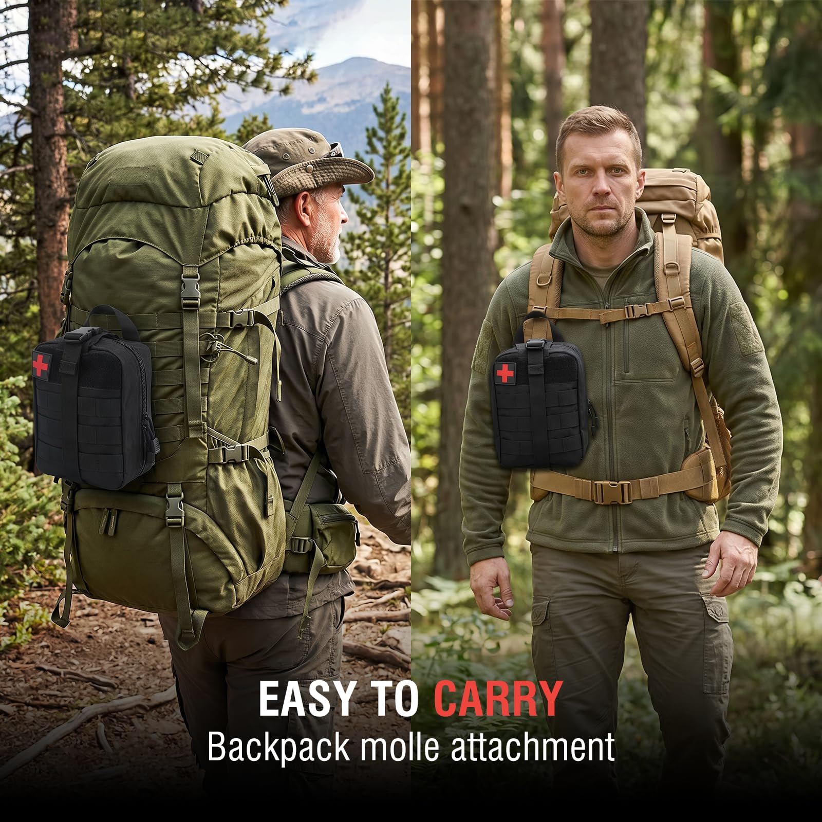 IFAK Trauma First Aid Kit Molle Pouches Emergency Survival Kit for Tactical Car Travel Hiking Camping(Black) — Amazon image 6
