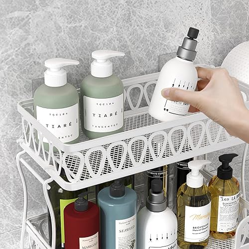 Miniatura 6 de GILLAS Estante de almacenamiento sobre el inodoro de 2 niveles, organizador de almacenamiento de baño de granja con soporte para papel higiénico,