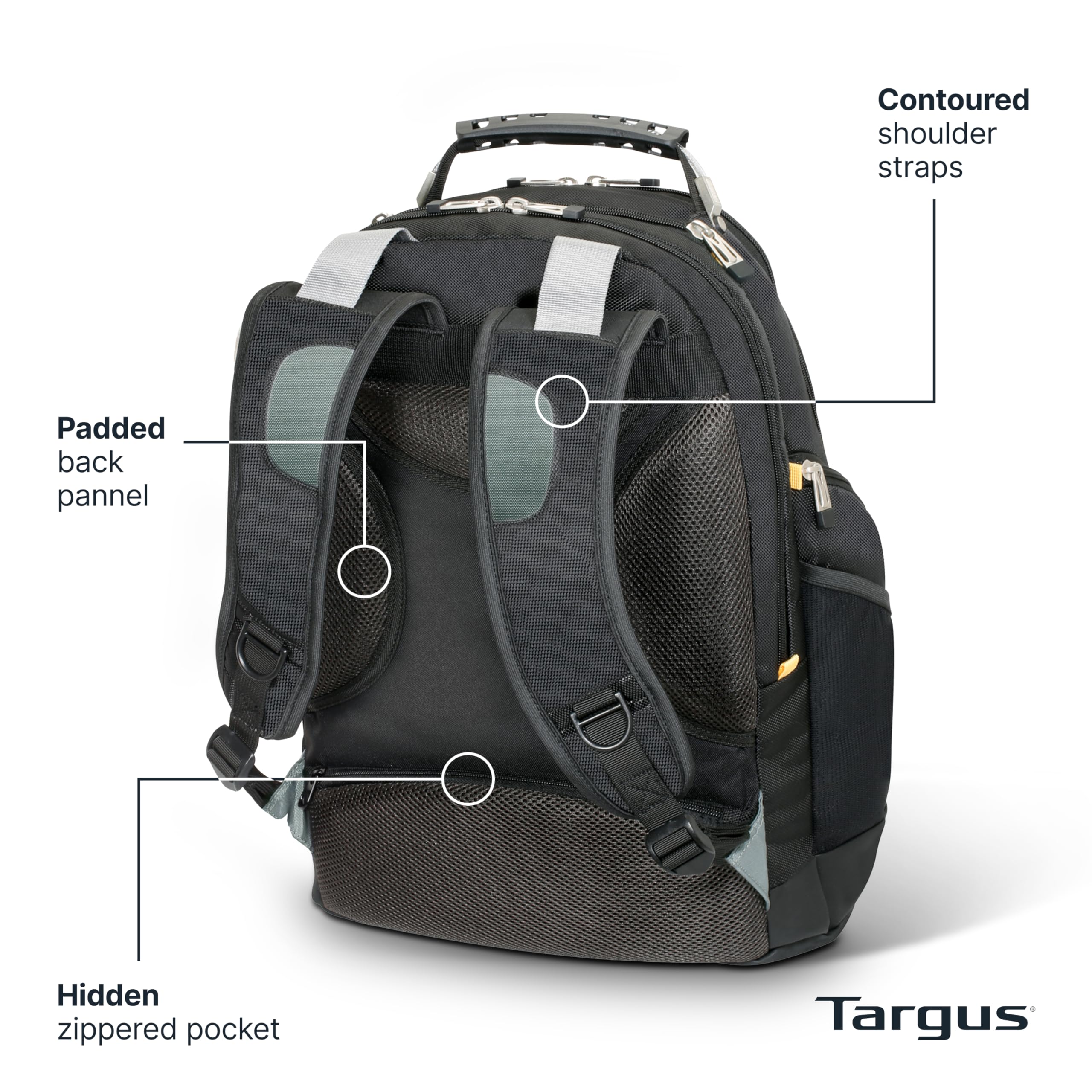 Targus Drifter II Laptop Backpack BlackGray Backpack for Men for Business and Travel Durable Water-Resistant Material Fits up to 17 Laptops TSB239US product thumbnail 4