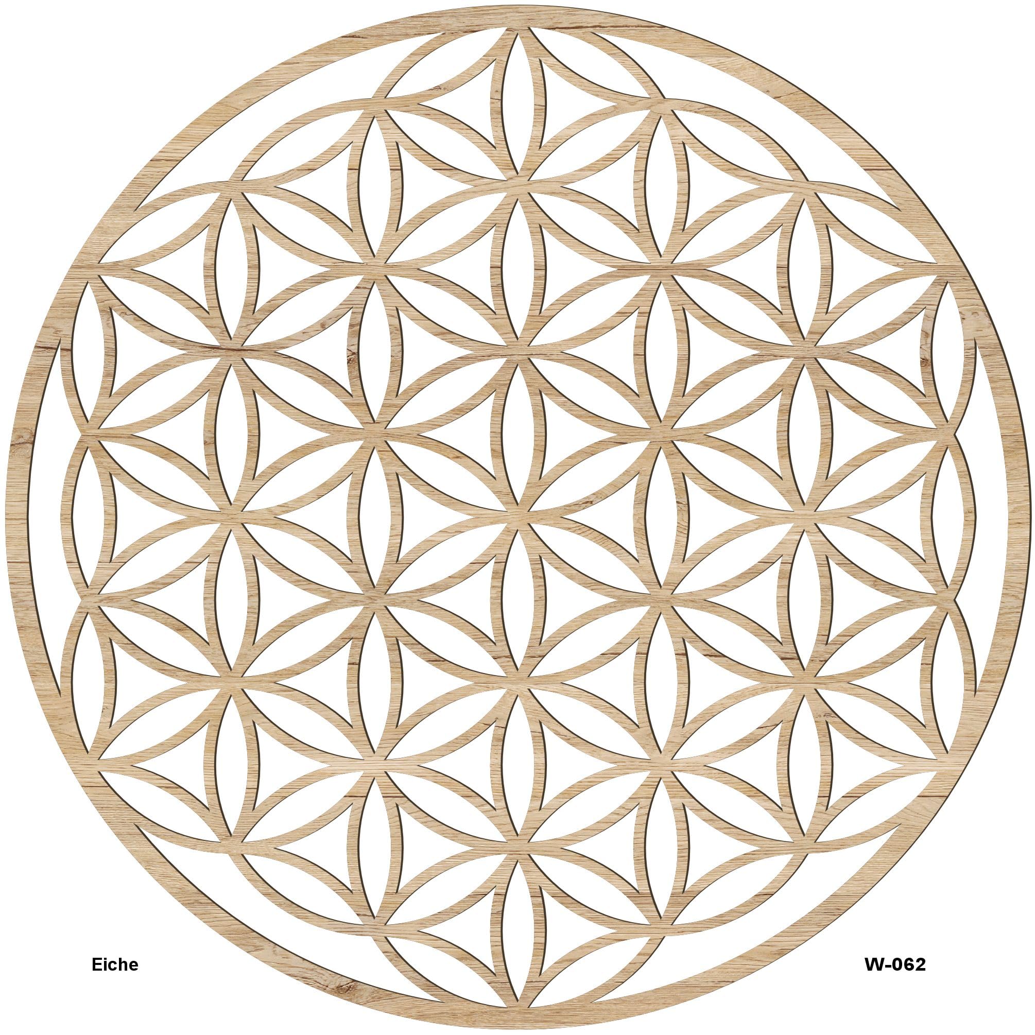 Blume des Lebens Wandbild aus Holz in Eichen-Optik – Ø 49 cm – Spirituelle Wanddeko für Wohnzimmer, Yoga- & Meditationsräume (49 cm, Eiche)