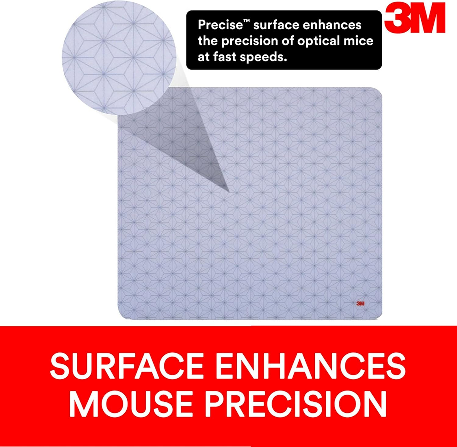 3M Precise Mouse Pad with Non-skid Foam Back, Enhances the Precision of Optical Mice at Fast Speeds, 9" x 8", Frostbyte (MP114-BSD2) : Office Products