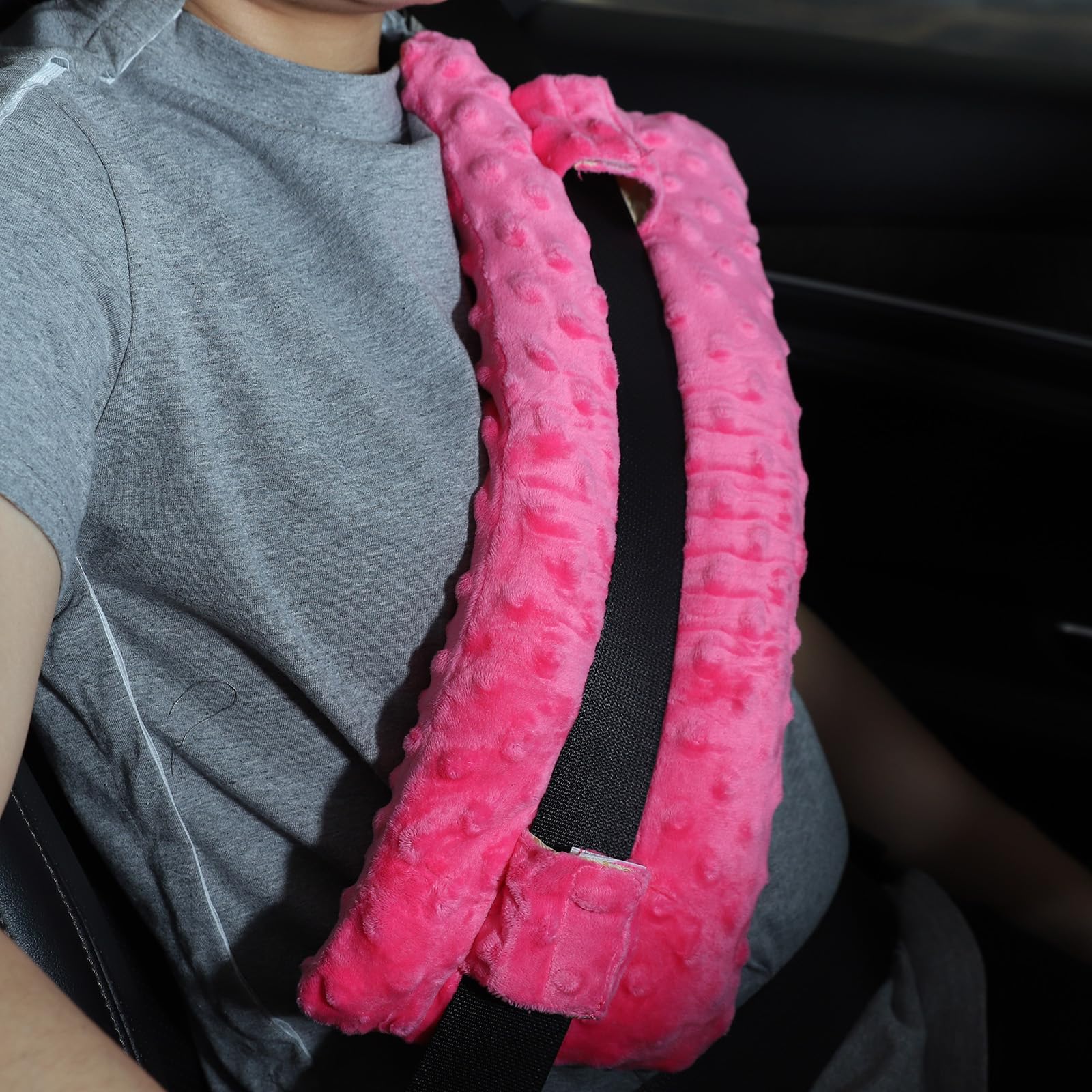 Wumimi Mastectomy Pillow Post Surgery Seat Belt Pillow Cushions Pads Protector for Breast Cancer Port Pacemaker Heart Surgery C-Section Recovery (Pink-Dot)