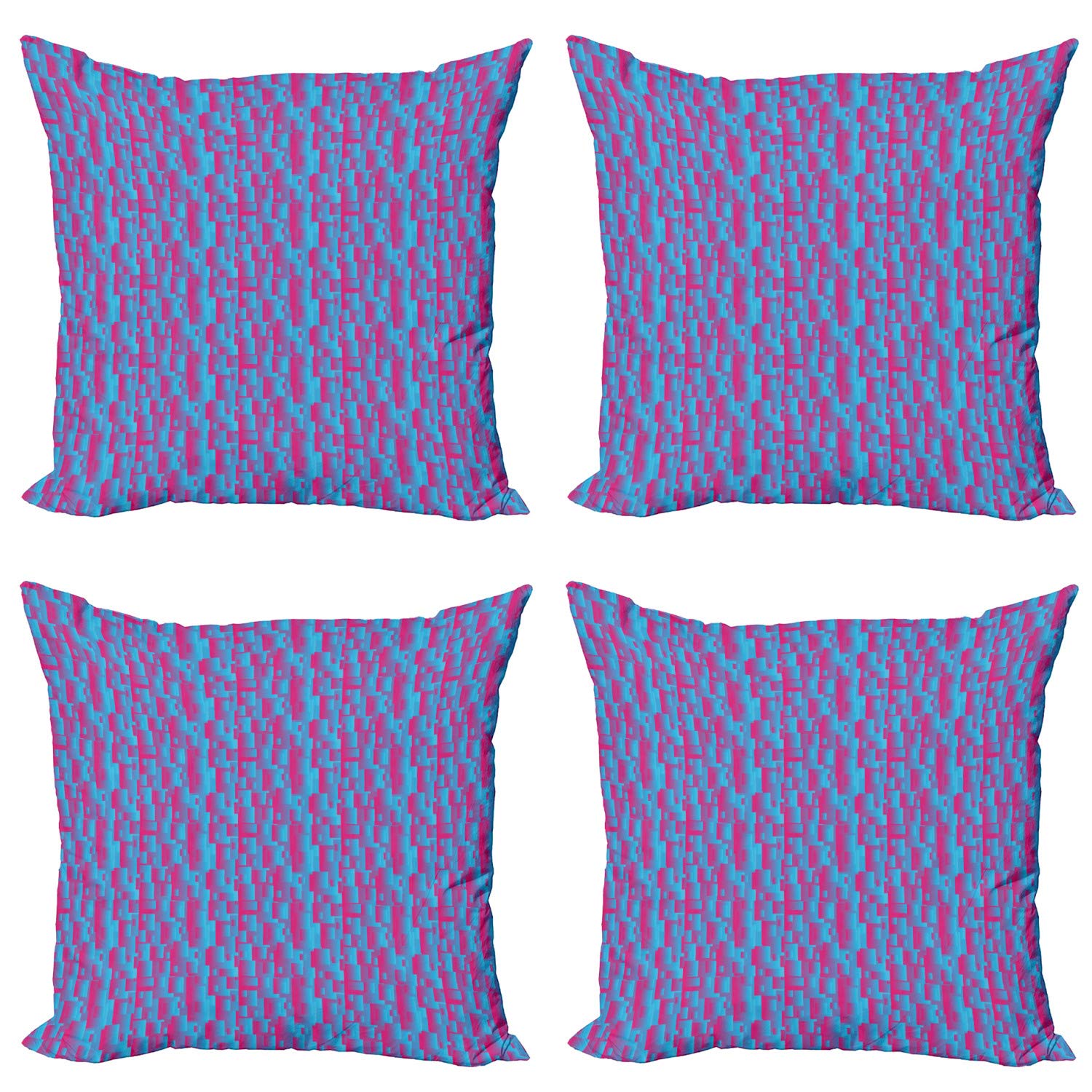 ABAKUHAUS Set Di 4 Federe Per Cuscino 40x40 Cm - Astratto Fiori E Righe, Stampa Digitale Fronte/Retro, Microfibra Morbida