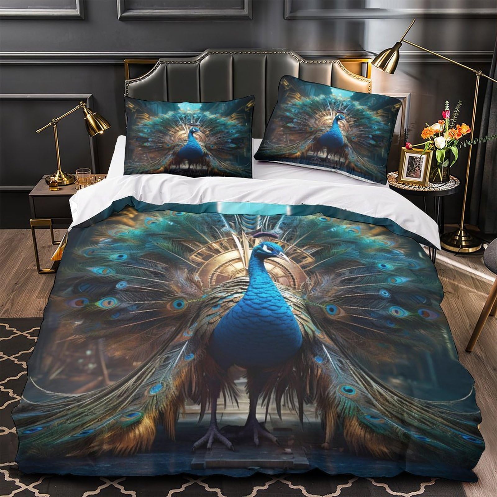 Parure de lit symbole de la paix en microfibre 3D pour ado - Housse de couette 200x200cm