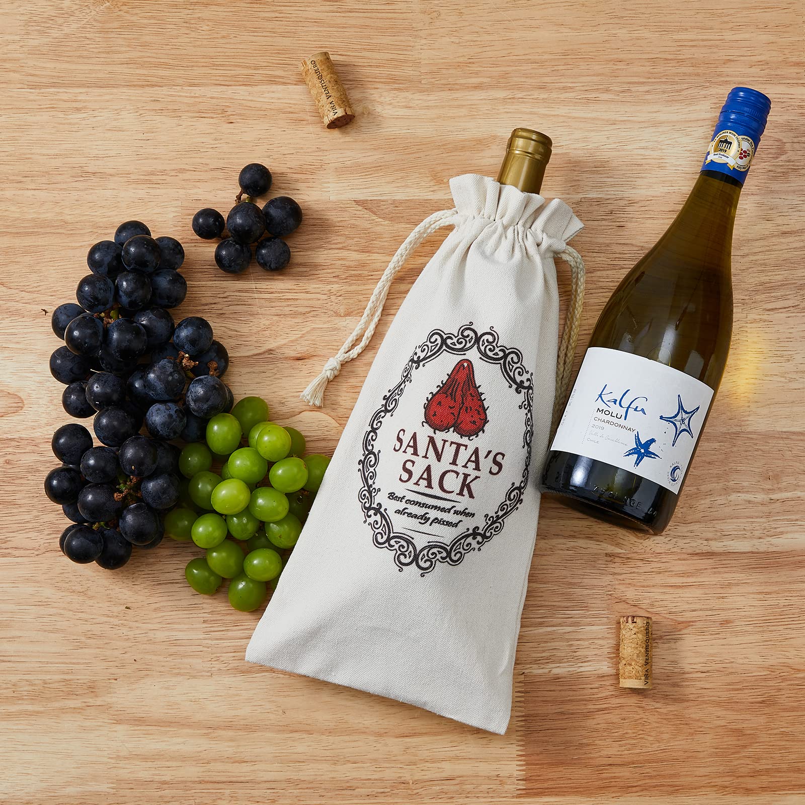 RF&CM Santa's Sack Christmas Funny Novelty Wine Bottle Bags Joke Humour Secret Santa, fits standard and magnum wine bottles - Image 3
