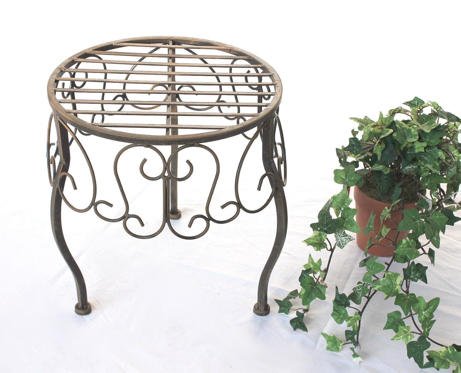 DanDiBo Blumenhocker Metall Braun Rund 2er Set Blumenständer 140129 Beistelltisch Pflanzenständer Klein