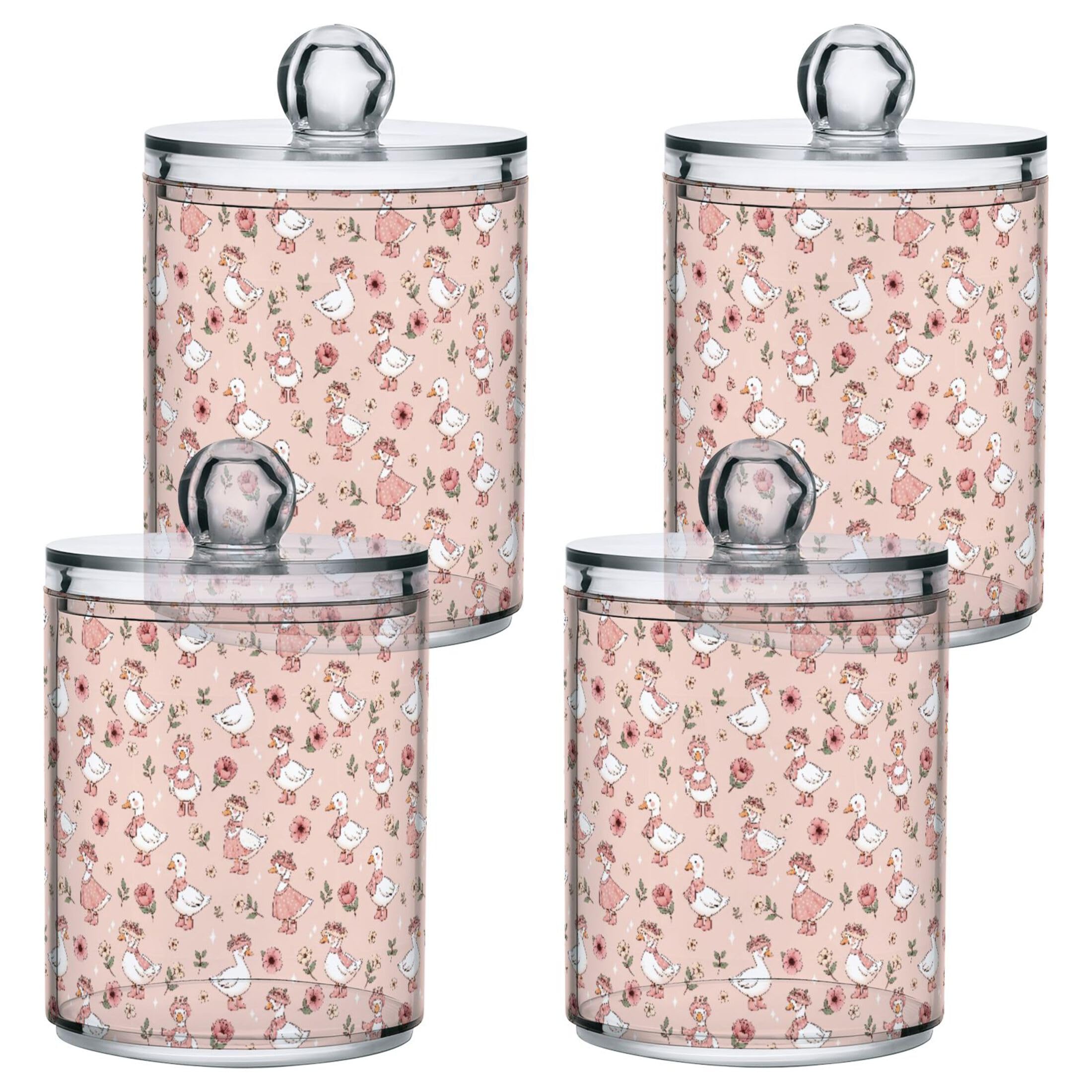 Pot apothicaire Qtip en plastique lot de 4 bocaux de rangement pour cosmétiques
