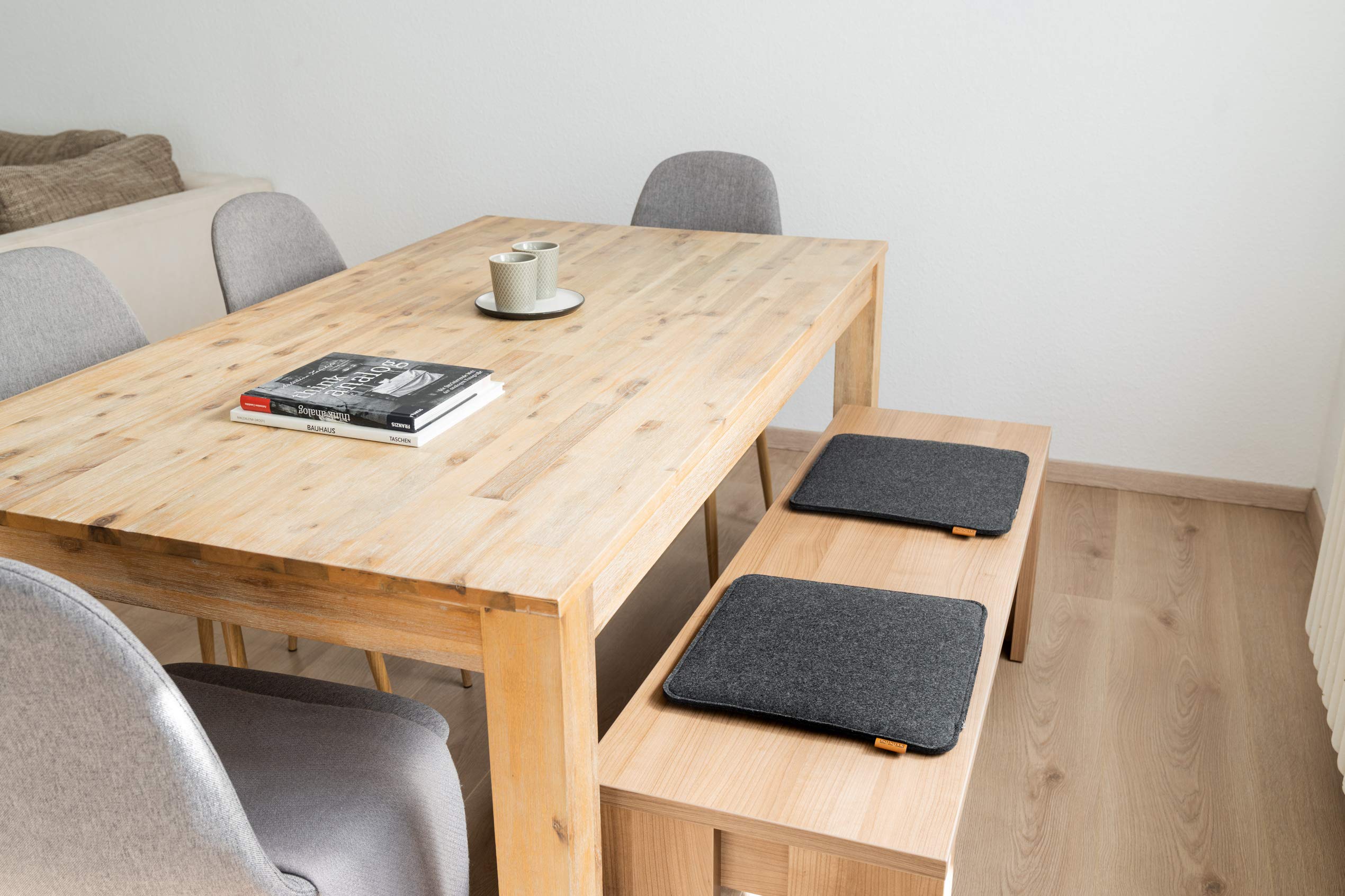 MIQIO Design filcowe prostokątne poduszki do siedzenia 35x35 cm | Zestaw 4 szt. | Antypoślizgowe nadające się do prania poduszki na krzesła | Wygodne poduszki ogrodowe i ławkowe