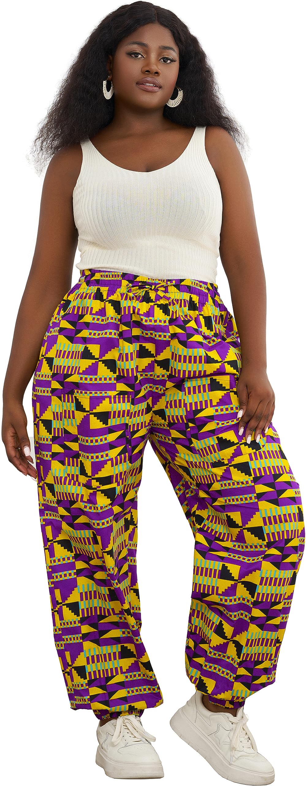 SHENBOLEN Women African Casual Print Long Pants Ankara Wax Pant Plus Size