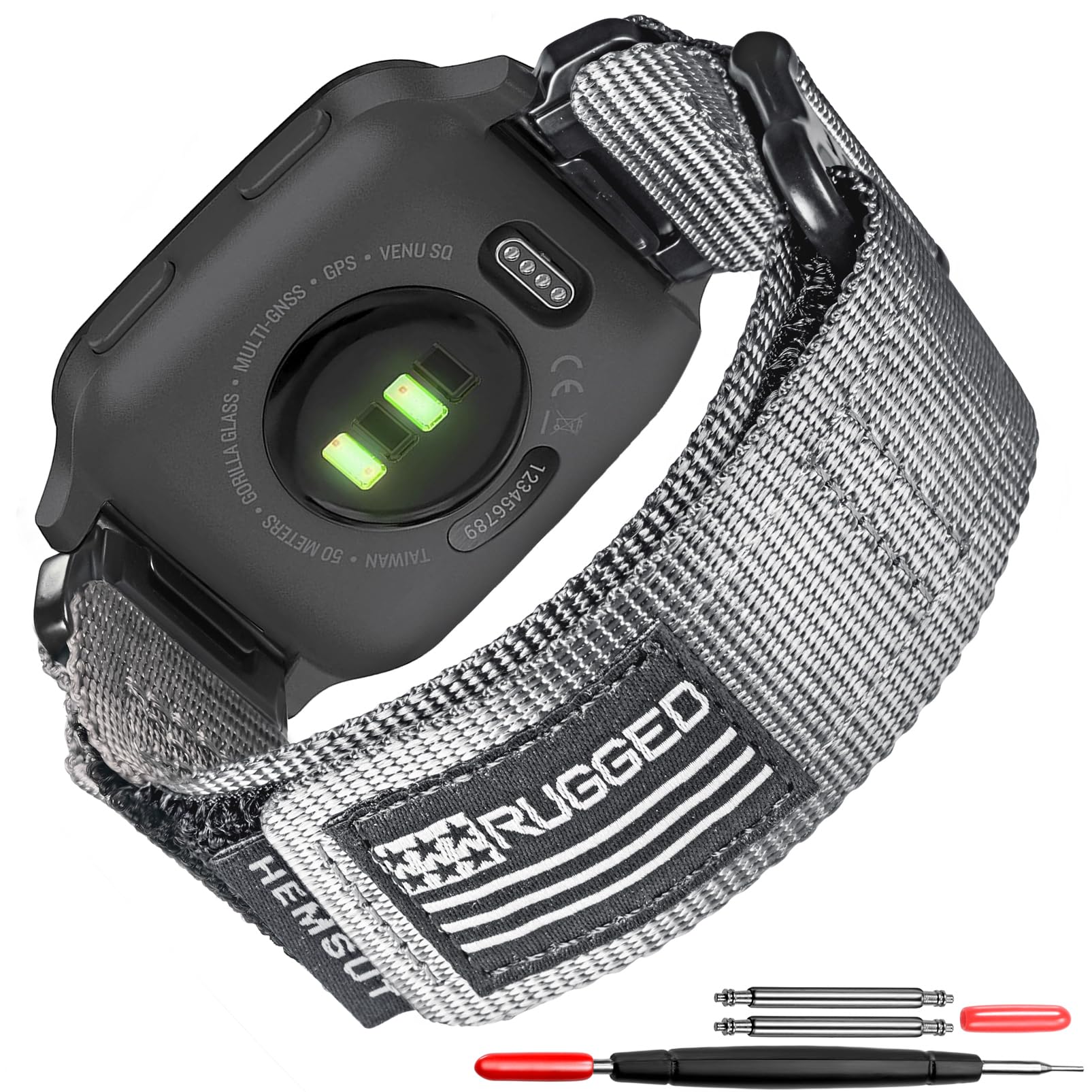 Hoop and Loop Wide Watch Band Compatible With Garmin Venu 4 (45mm)/Venu 3 /Venu 2/Venu/Venu 2 Plus/Venu Sq/Venu Sq 2/ Venu Sq Music (NOT Venu 2S/3S/X1