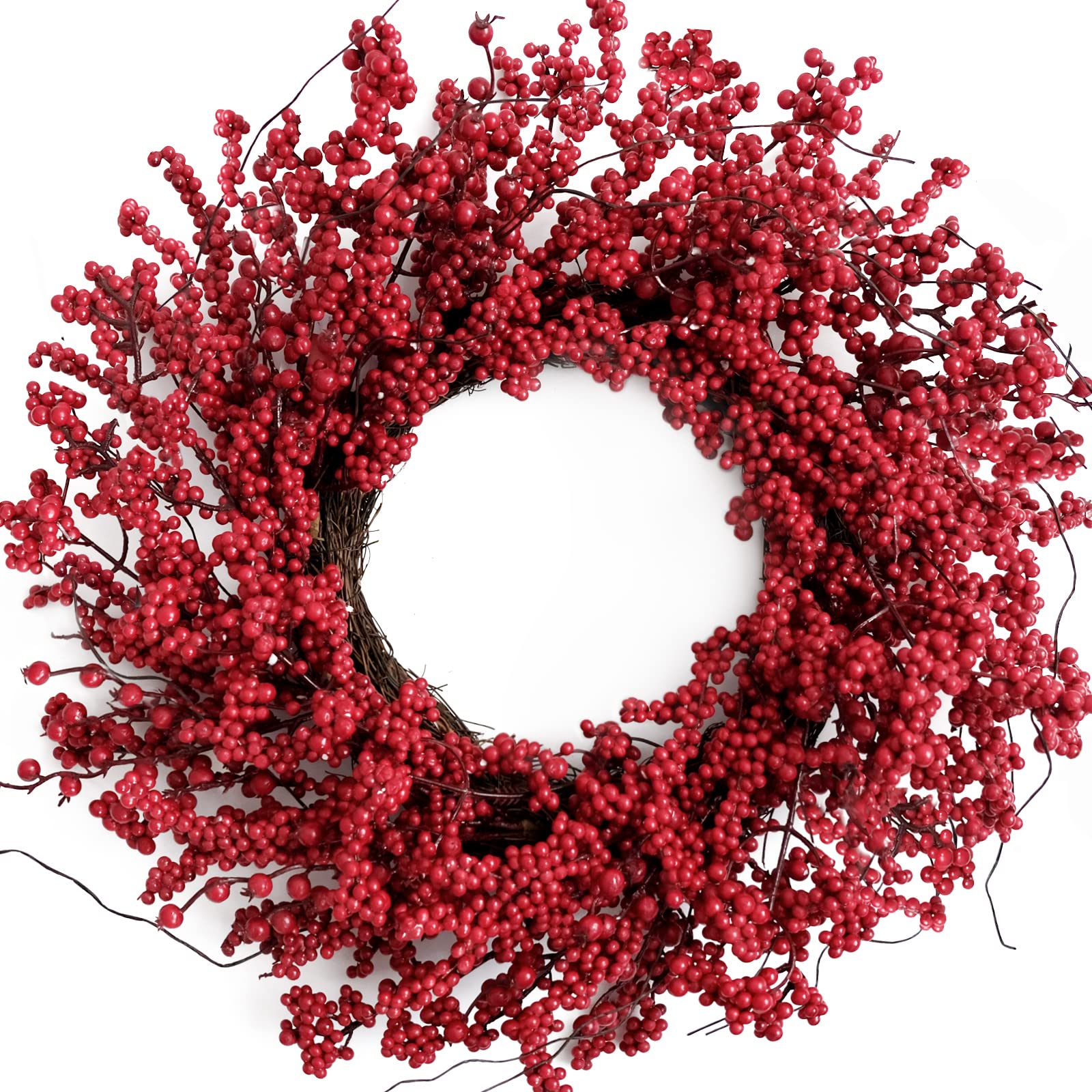 TEMPUS 20" Christmas Wreath, Red Berry Artificial Wreath, Handmade Front Door Wreath? for Christmas Decoration Home Indoor Outdoor Wall Window Farmhouse Holiday Winter …
