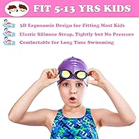 Vista 5 de Gafas de natación para niños, paquete de 2 gafas de natación antivaho sin fugas para niños de 3 a 15 años