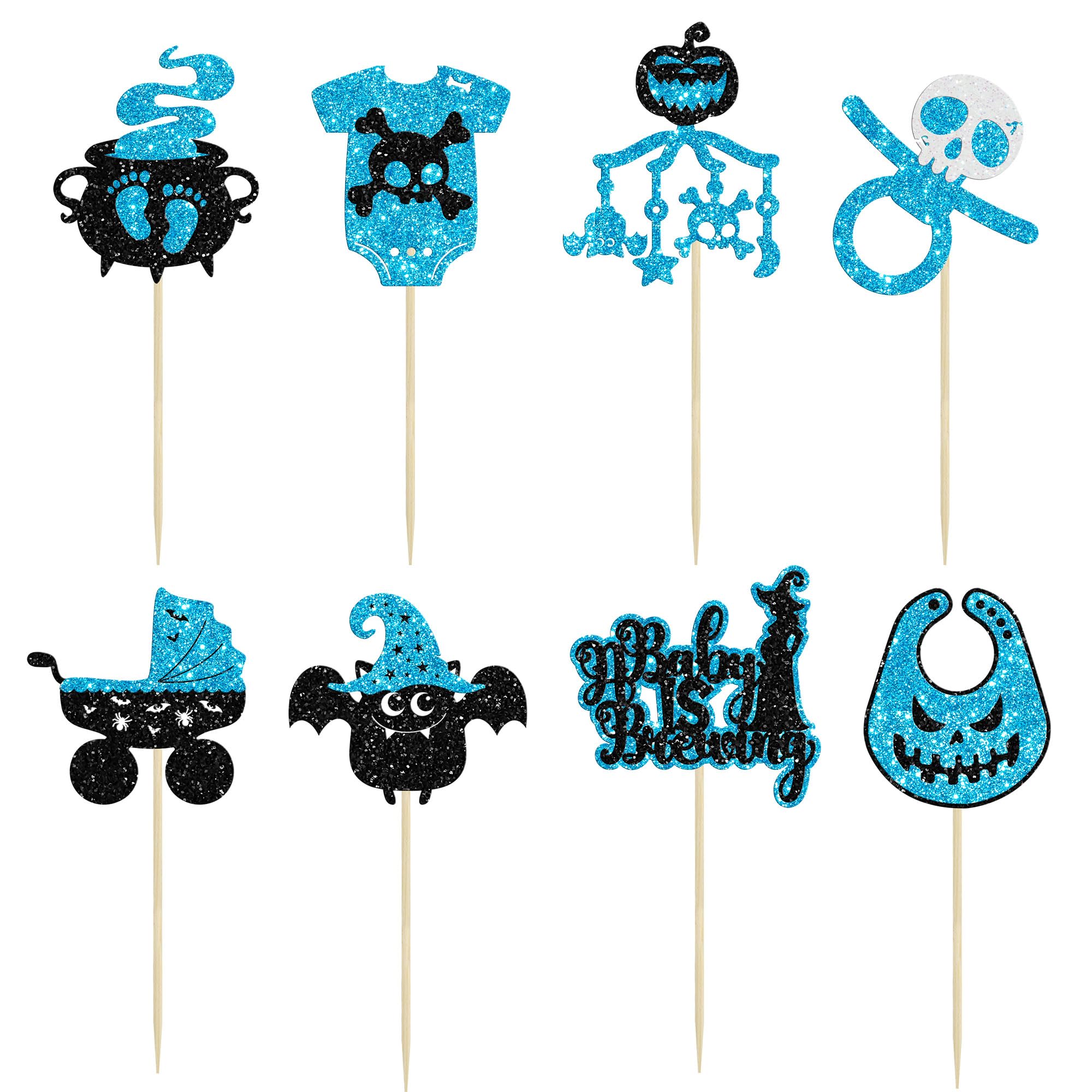 Rsstarxi 24 Pack Halloween 'A Baby Is Brewing' Cupcake Toppers - Ghost Picks For Gender Reveal & Parties - View #3