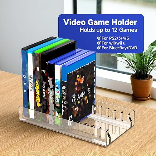 Miniatura 2 de Soporte organizador de almacenamiento de videojuegos acrílico para PS5, PS4, PS3 - Soporte de exhibición para hasta 12 juegos (transparente)