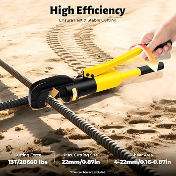 Hydraulic Rebar Cutter, 13 Ton Handheld Hydraulic Bolt Cutter With Hex Key, Steel Bolt Cutting Tool Lock Cutter For Making Roll Cages, Frames, Furniture, And Other Rebar Works