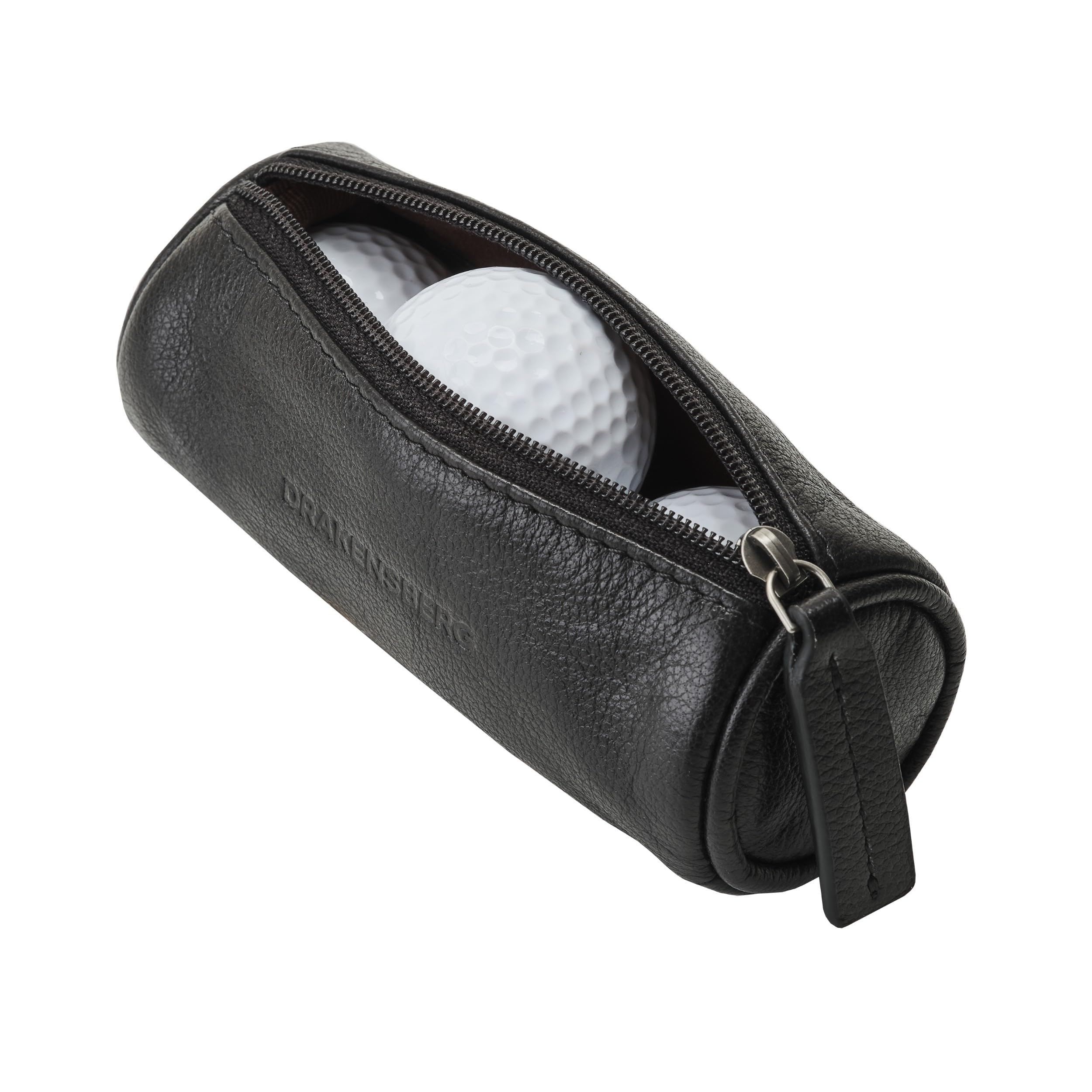 DRAKENSBERG Birdie Étui de luxe en cuir pour balles de golf avec porte-tees, 3 balles, Noir