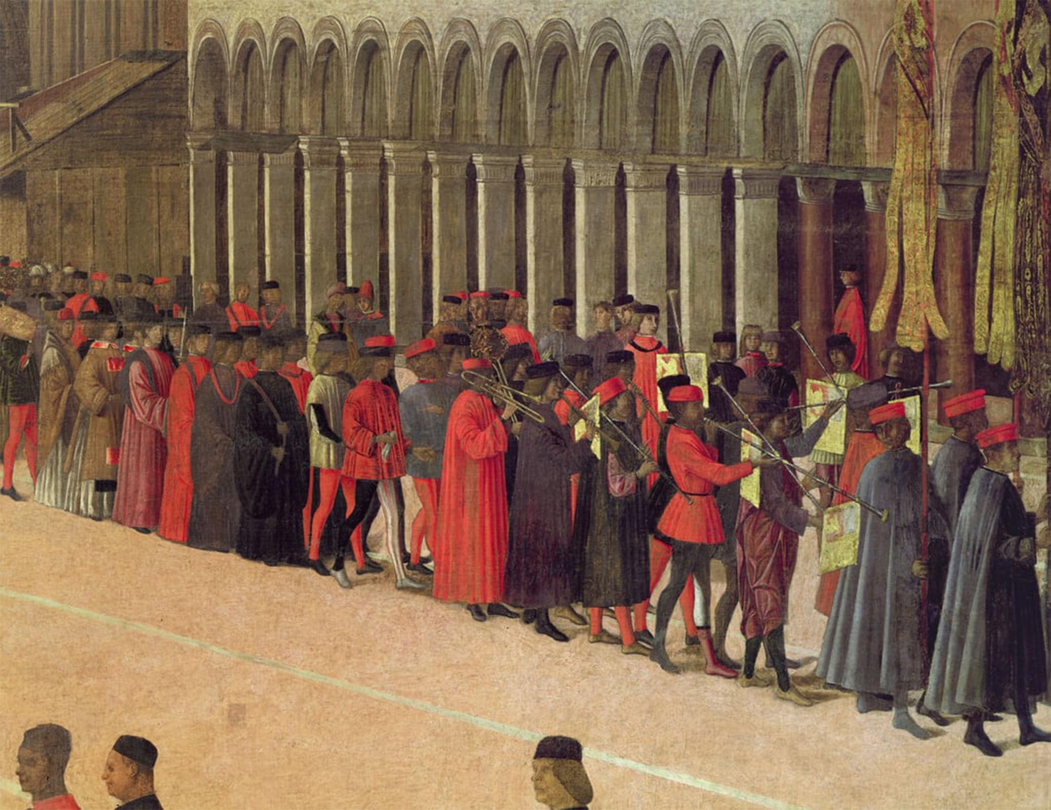 POSTERIIk Famous Print Pop Art Wall Art Graffiti Procession in St Marks Square Detail of Musicians by Gentile Bellini Art Prints for Home Decor 60x90cm