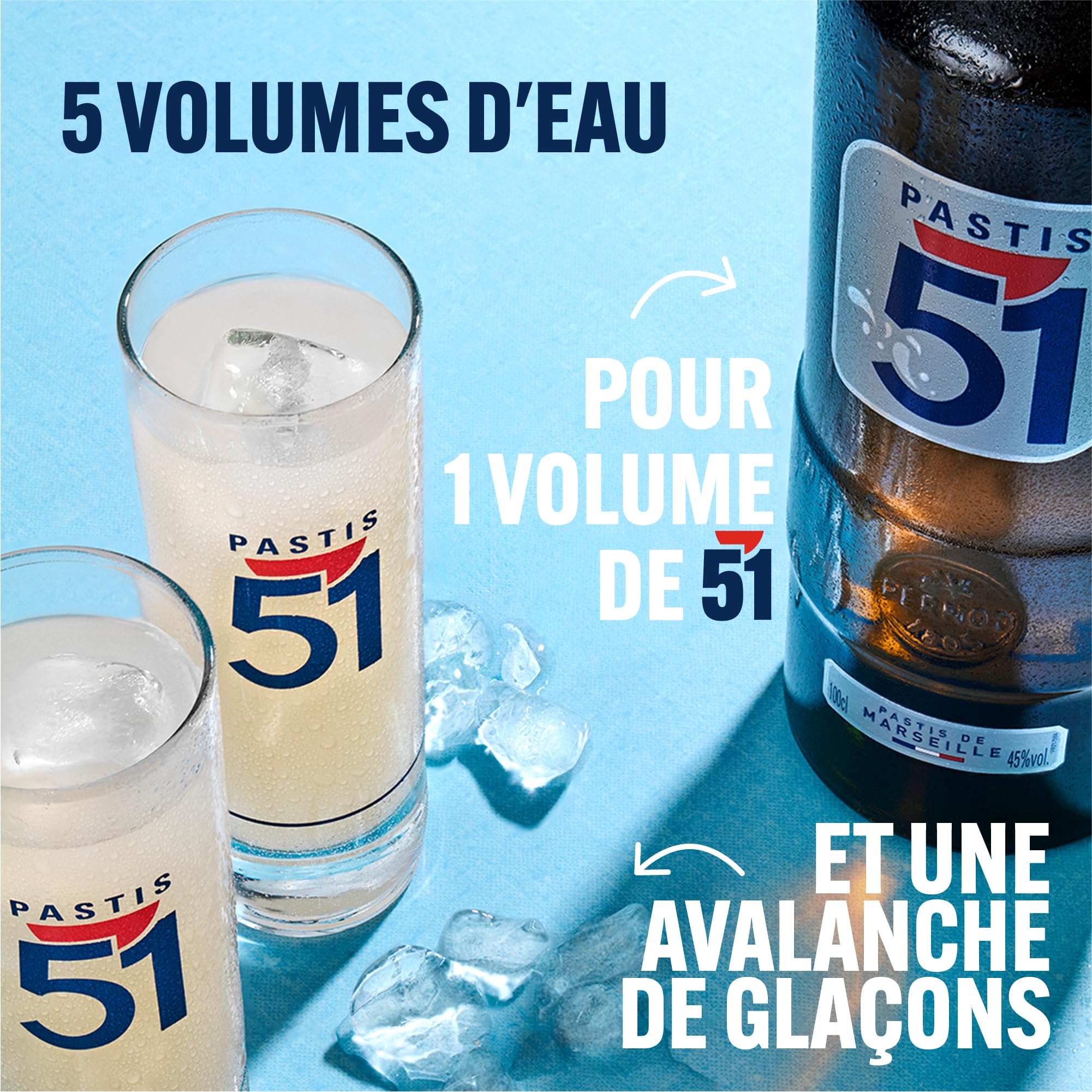Pack PASTIS 51 Apéritif anisé Pastis de Marseille + 6 verres + 1 Carafe - 45%, 70cl