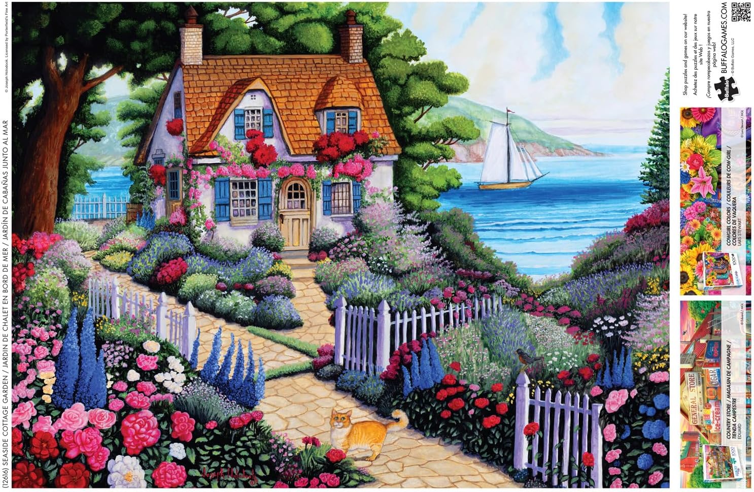Buffalo Games - Country Life - Joseph Holodook - Seaside Cottage Garden - 1000 Piece Jigsaw Puzzle for Adults -Challenging Puzzle Perfect for Game Nights