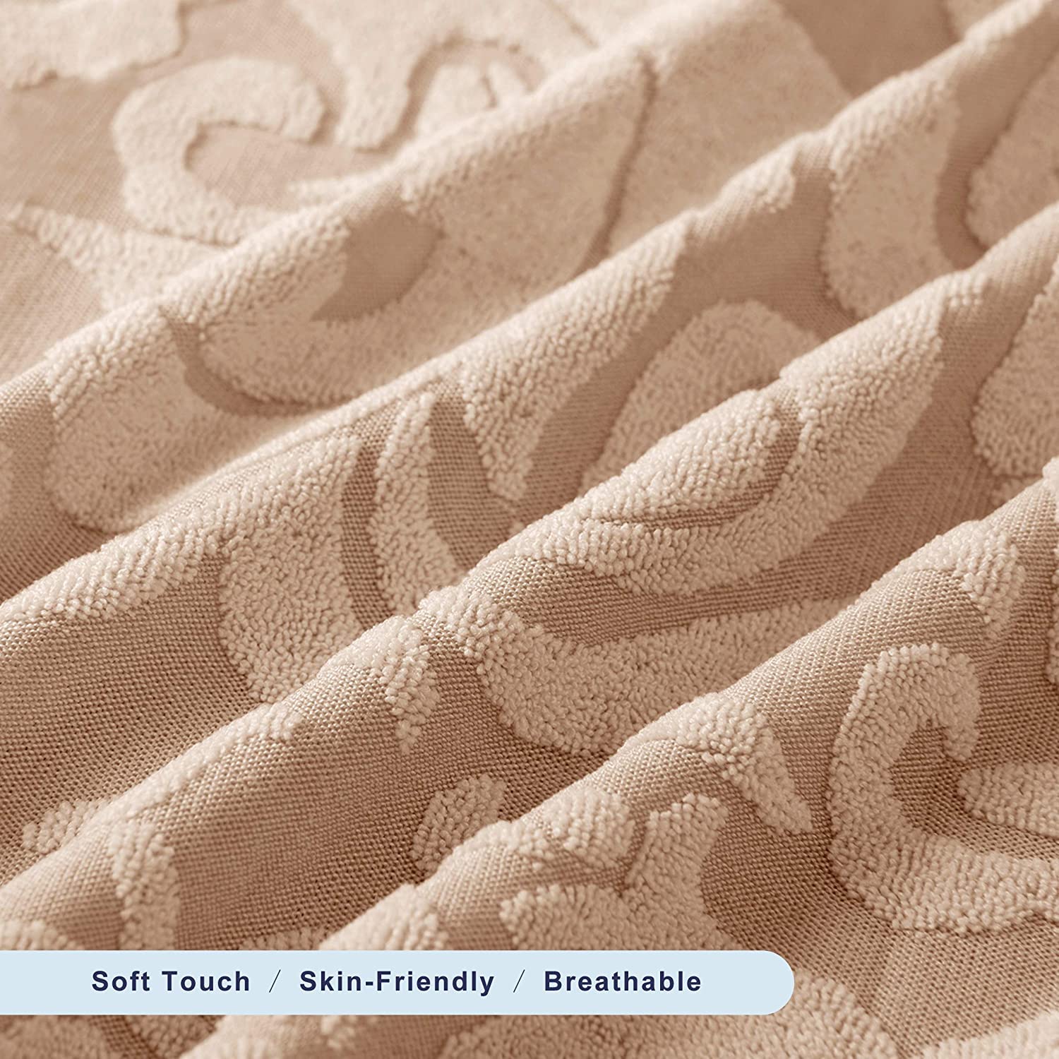 BADASS SHARKS Sofa Armrest Protectors for Armchairs, Sofas, Non-Slip Armchair, 2PCS/Set Fleece Premium Armrest Covers Stretchy Chair Sofa Couch Arm Protector Stretch Fit (Apricot Jacquard)