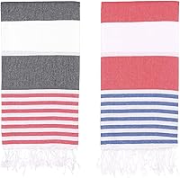 Vista 78 de Oversized Turkish Beach Towel 38’’x71’’ - Set of 2 100% Turkish Cotton Lightweight Sand Free Quick Dry Pool Towels Extra Large Bath Towels for