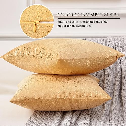 Miniatura 3 de Fundas de almohada doradas, fundas de almohada de 12 x 20 pulgadas, almohadas doradas claras de ambos lados con estampado de lámina dorada