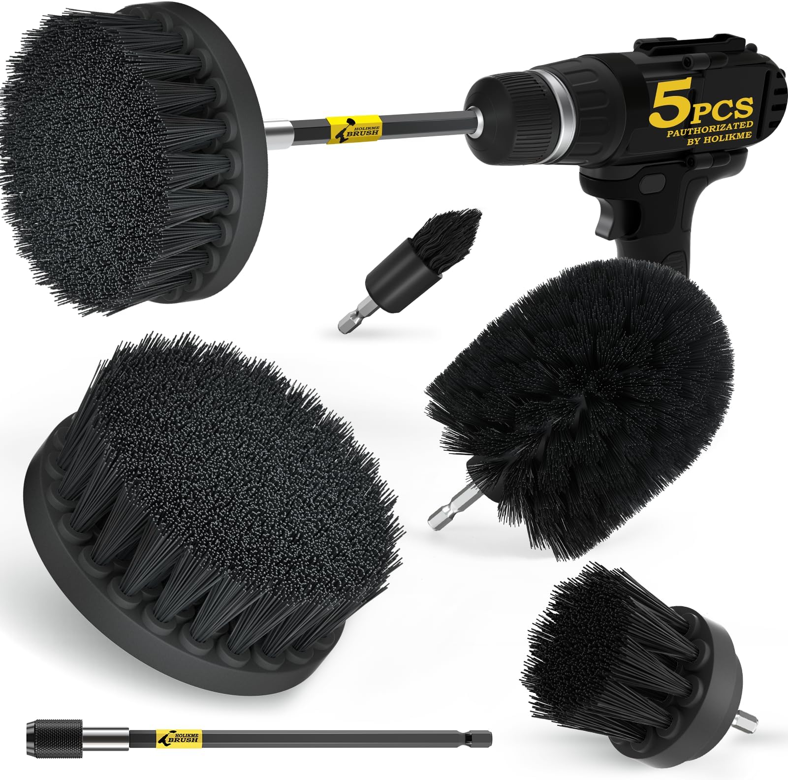 Amazon.com: HUAWELL 8 Piece Black Drill Brush Ultra Stiff Cleaning ...