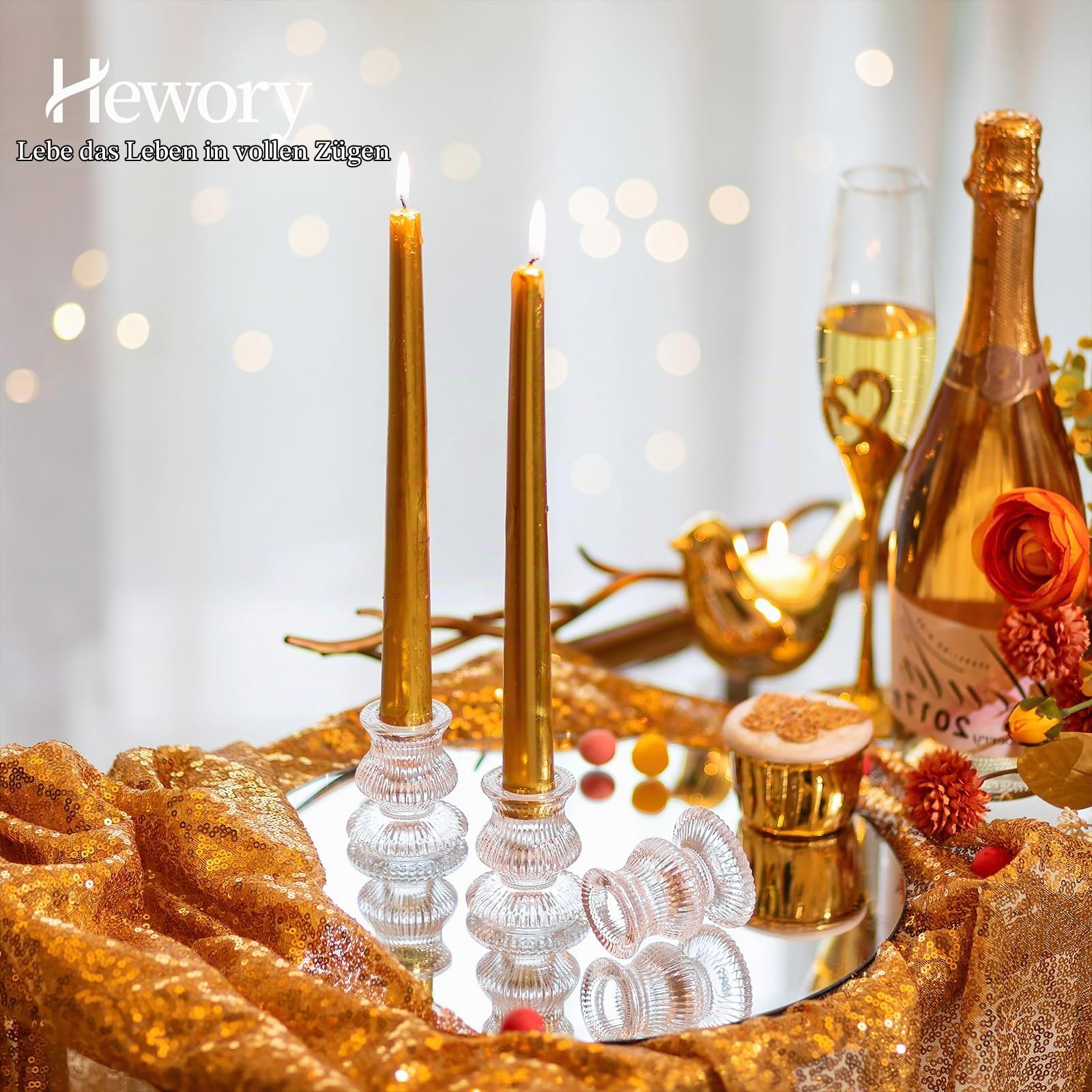 Kerzenständer Glas Kerzenhalter Stabkerze Stabkerzenhalter: Hewory 20 Stück Kerzenständer Stabkerzen Klein Hochzeit Party Tischdeko | Rillendesign, Großpack, Stabil, Vintage & Elegant, Klein, Kerzenhalter Stabkerze für Tischdeko Wohnzimmer Weihnachten Par