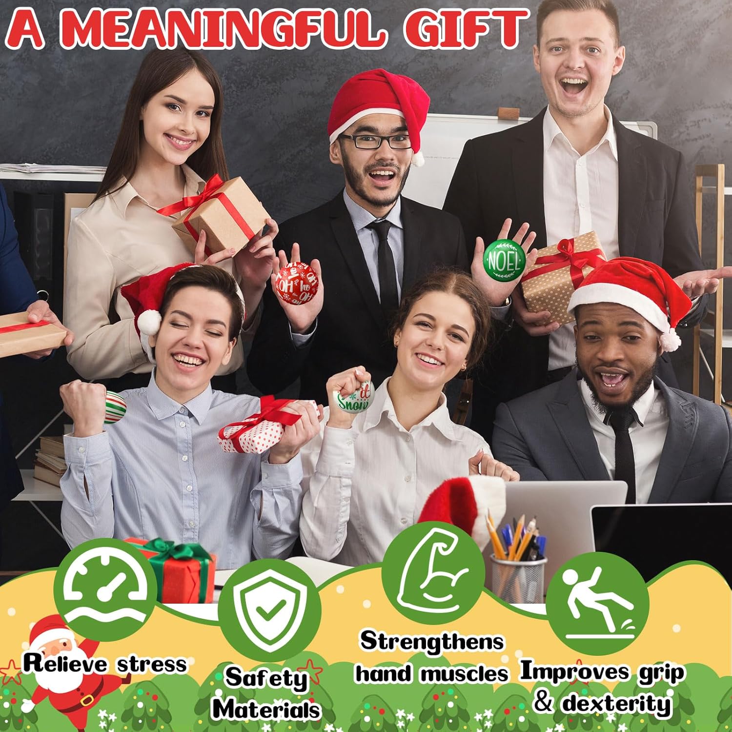 16 Pcs Christmas Stress Ball Bulk 2 Inch Christmas Mini Foam Stress Balls Santa Claus Snowman Cane Relief Toy Motivational Gifts for Party Favors Stocking Stuffers Gift Goodie Bag Fillers - Image 5
